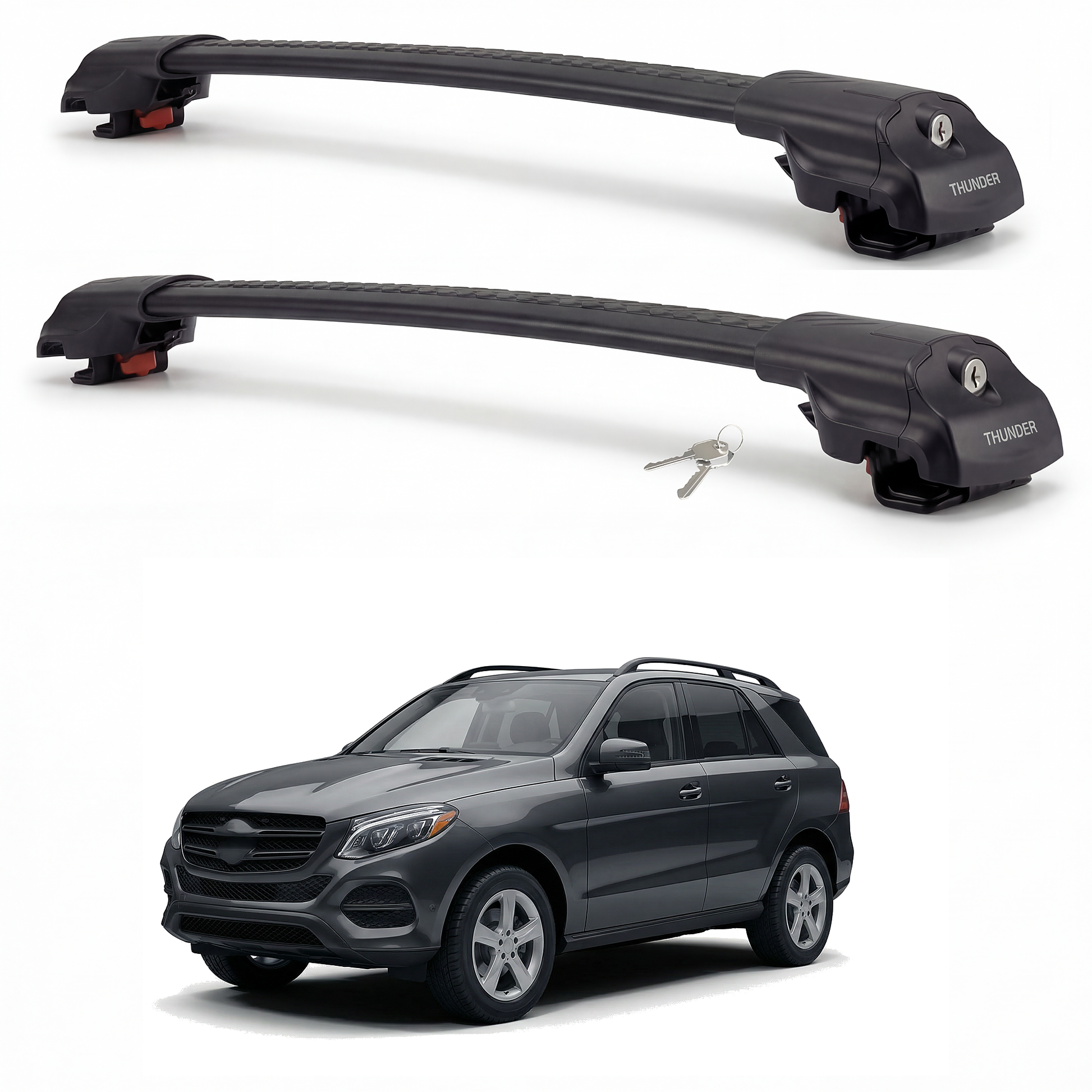 Mercedes-Benz ML (W166) 2012-2019 TRX1 black roof rack cross bars