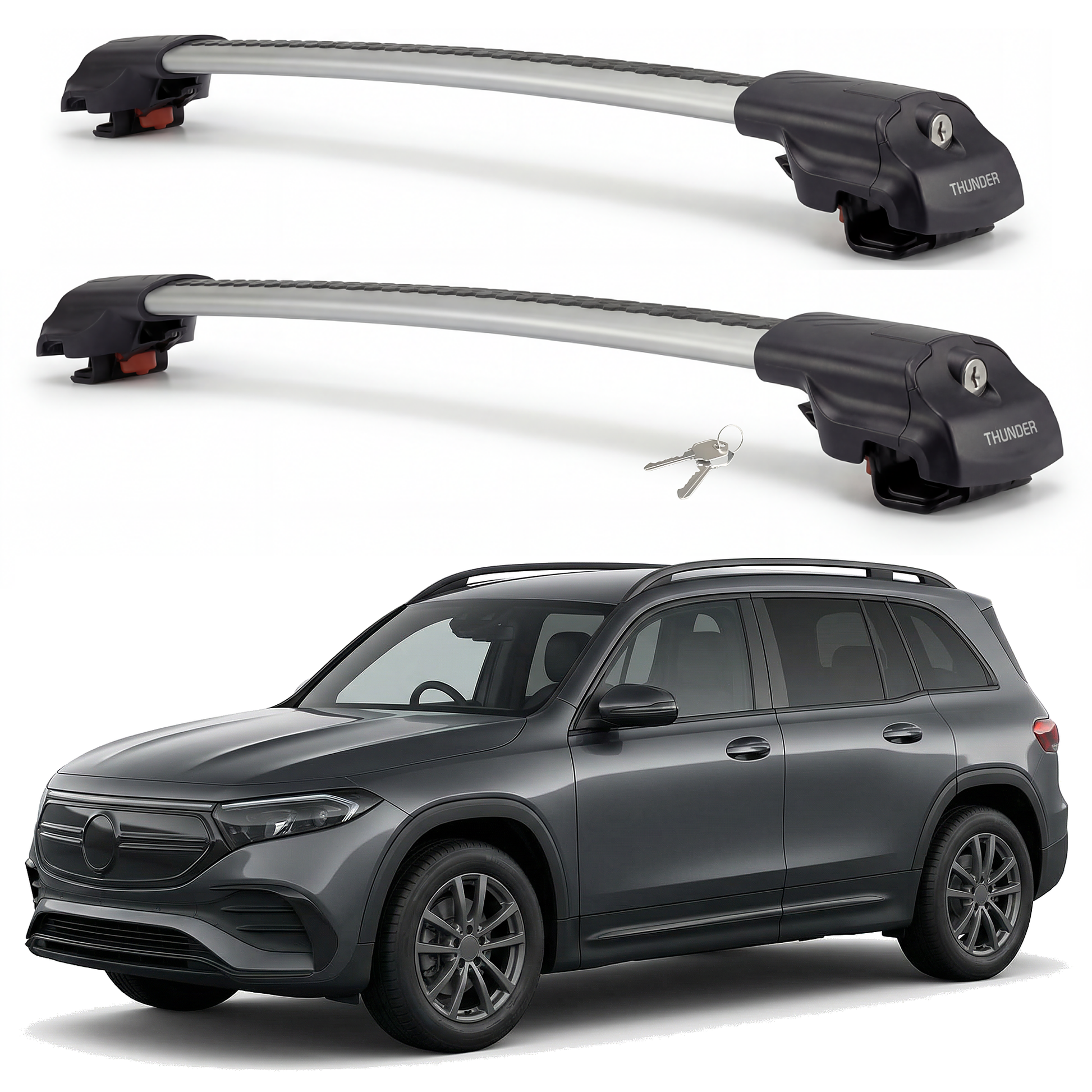 Mercedes-Benz EQB 2023-2025 TRX1 gray roof rack cross bars