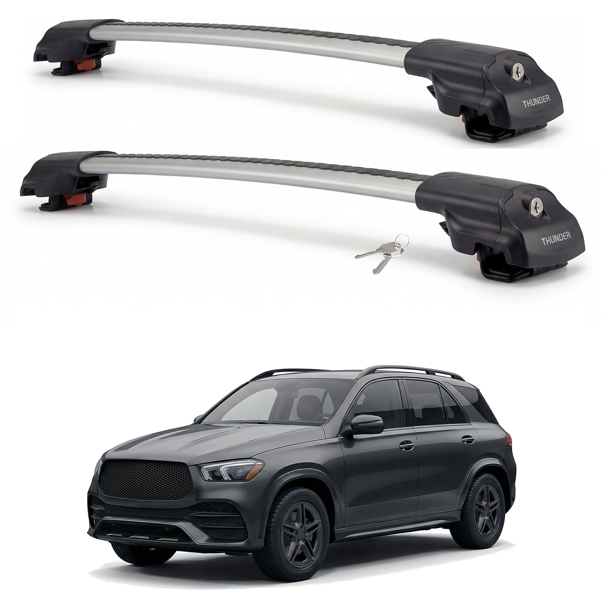 Mercedes-Benz GLE (W167) 2020-2026 TRX1 gray roof rack cross bars