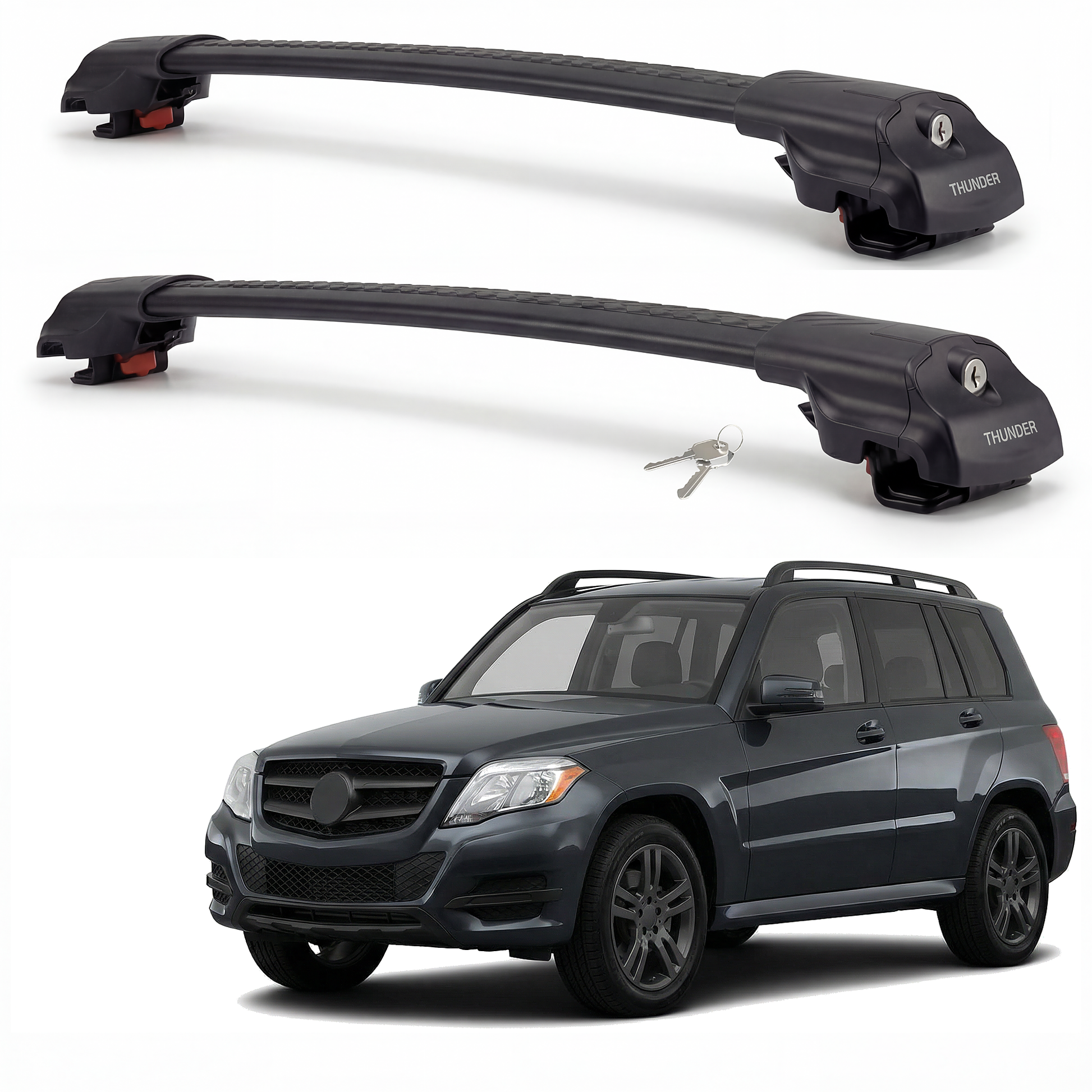Mercedes-Benz GLK-Class 2009-2015 TRX1 black roof rack cross bars