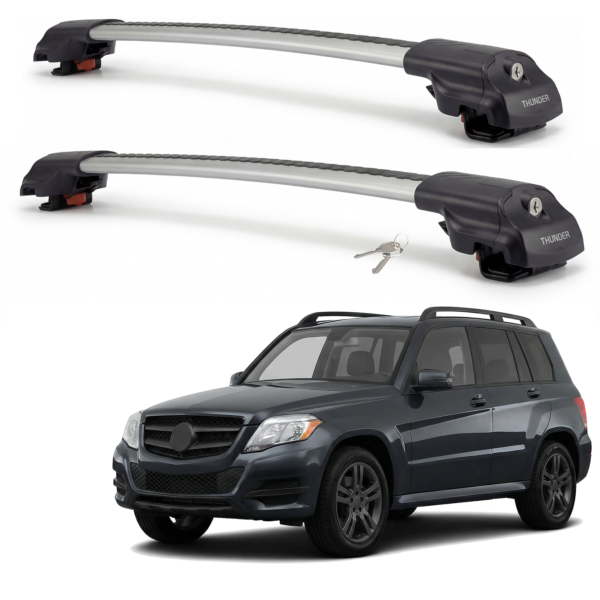 Mercedes-Benz GLK-Class 2009-2015 TRX1 gray roof rack cross bars