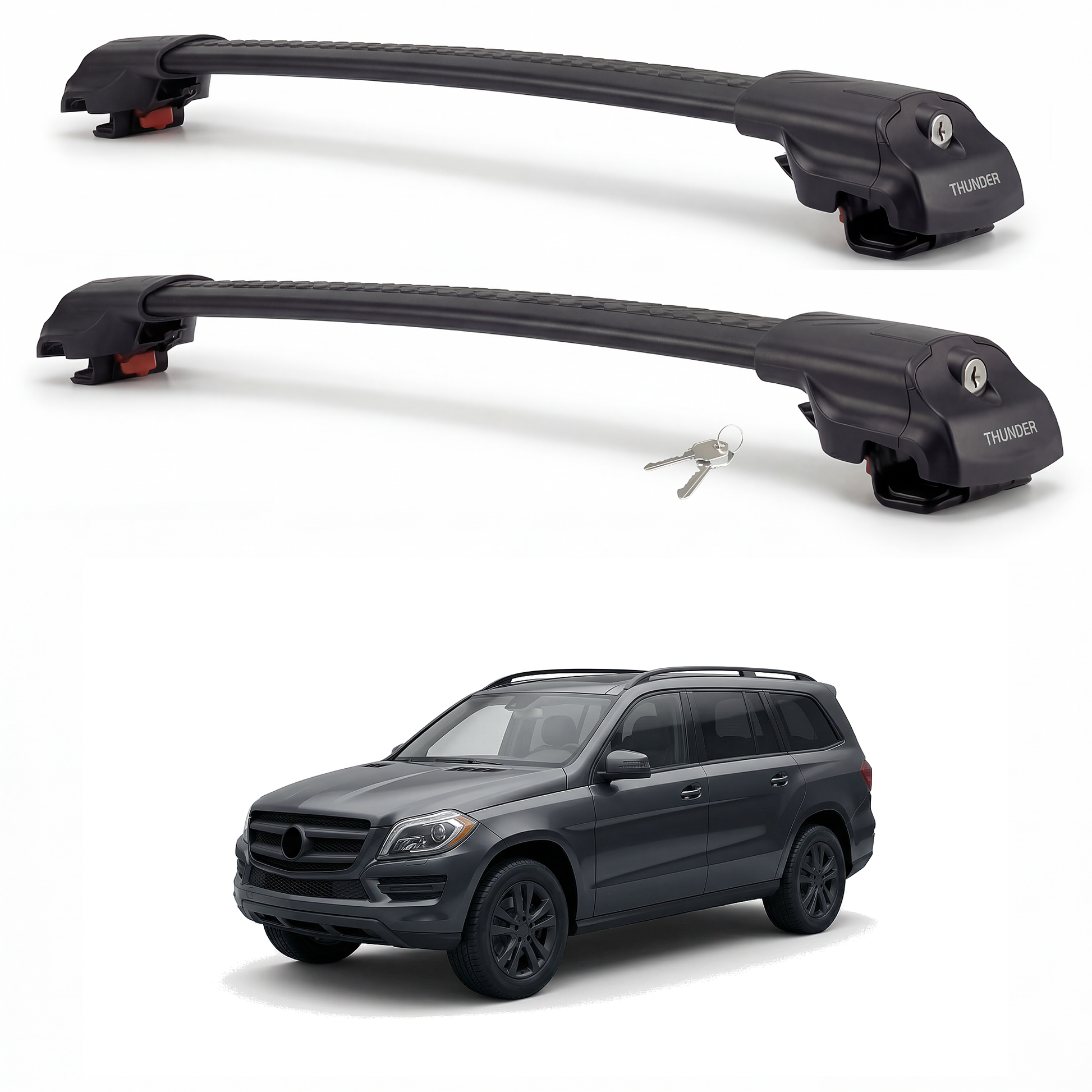 Mercedes-Benz GL 2006-2012 TRX1 black roof rack cross bars
