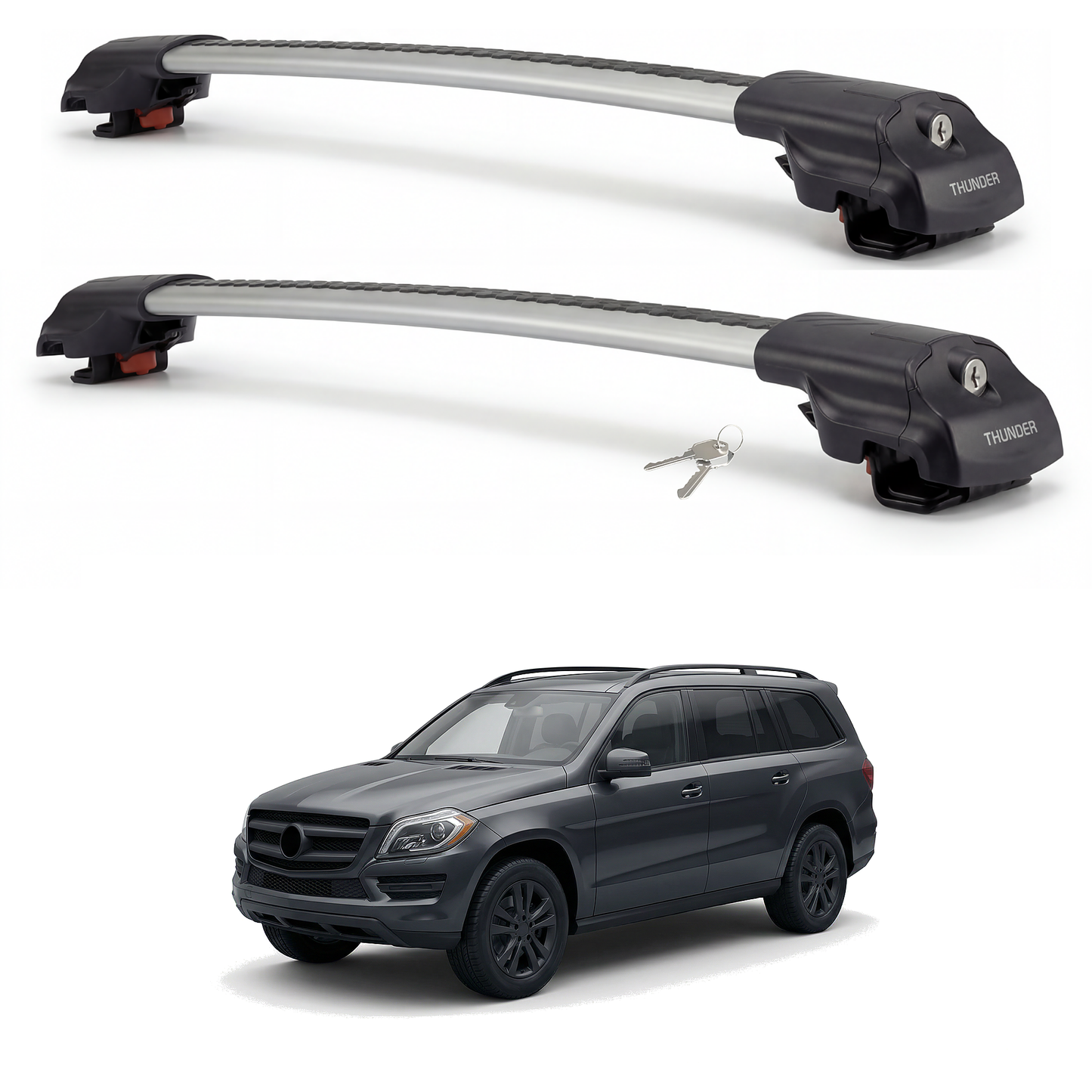 Mercedes-Benz GL 2006-2012 TRX1 gray roof rack cross bars