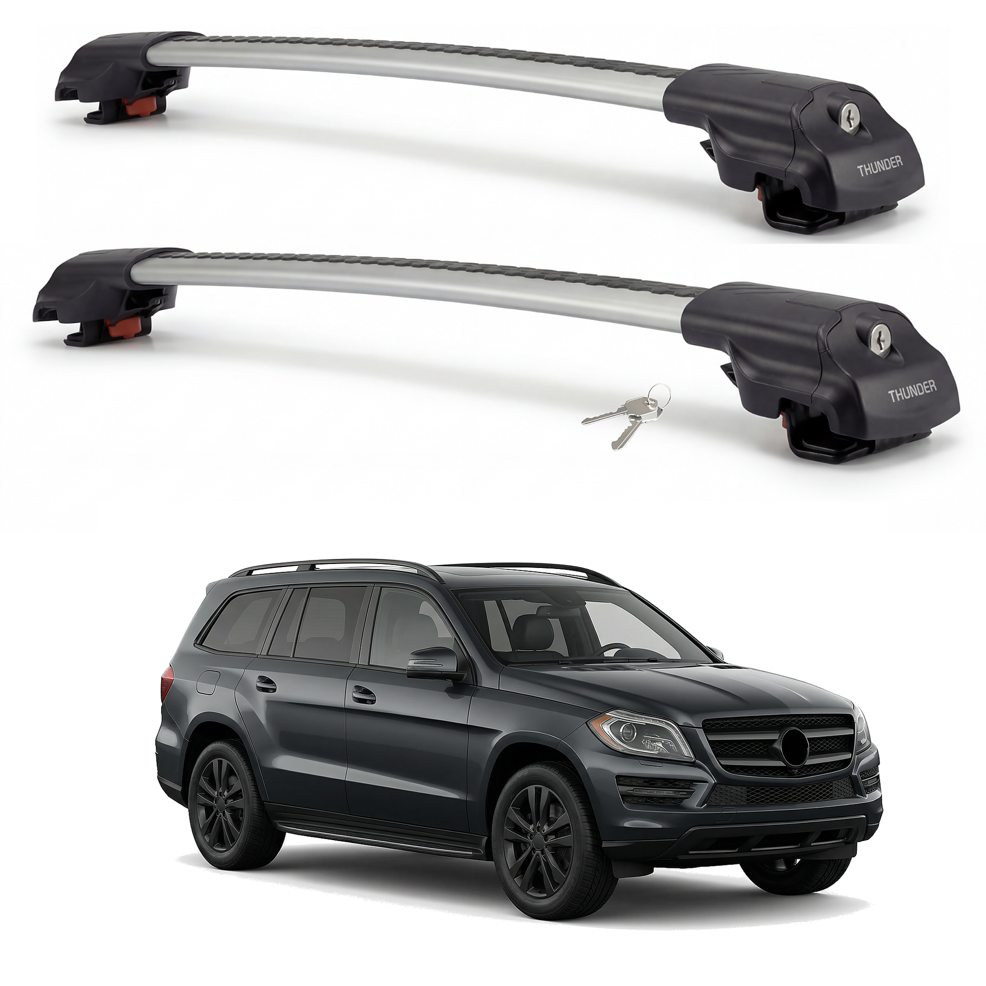 Mercedes-Benz GL-Class 2013-2016 TRX1 gray roof rack cross bars