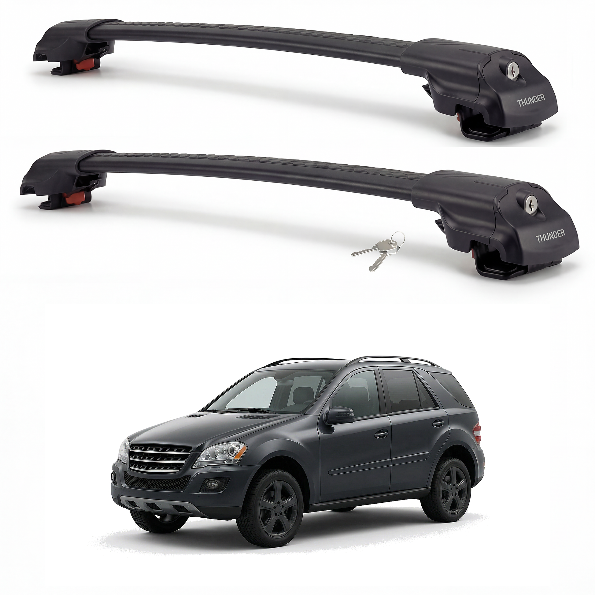 Mercedes-Benz M-Class (W164) 2006-2011 TRX1 black roof rack cross bars