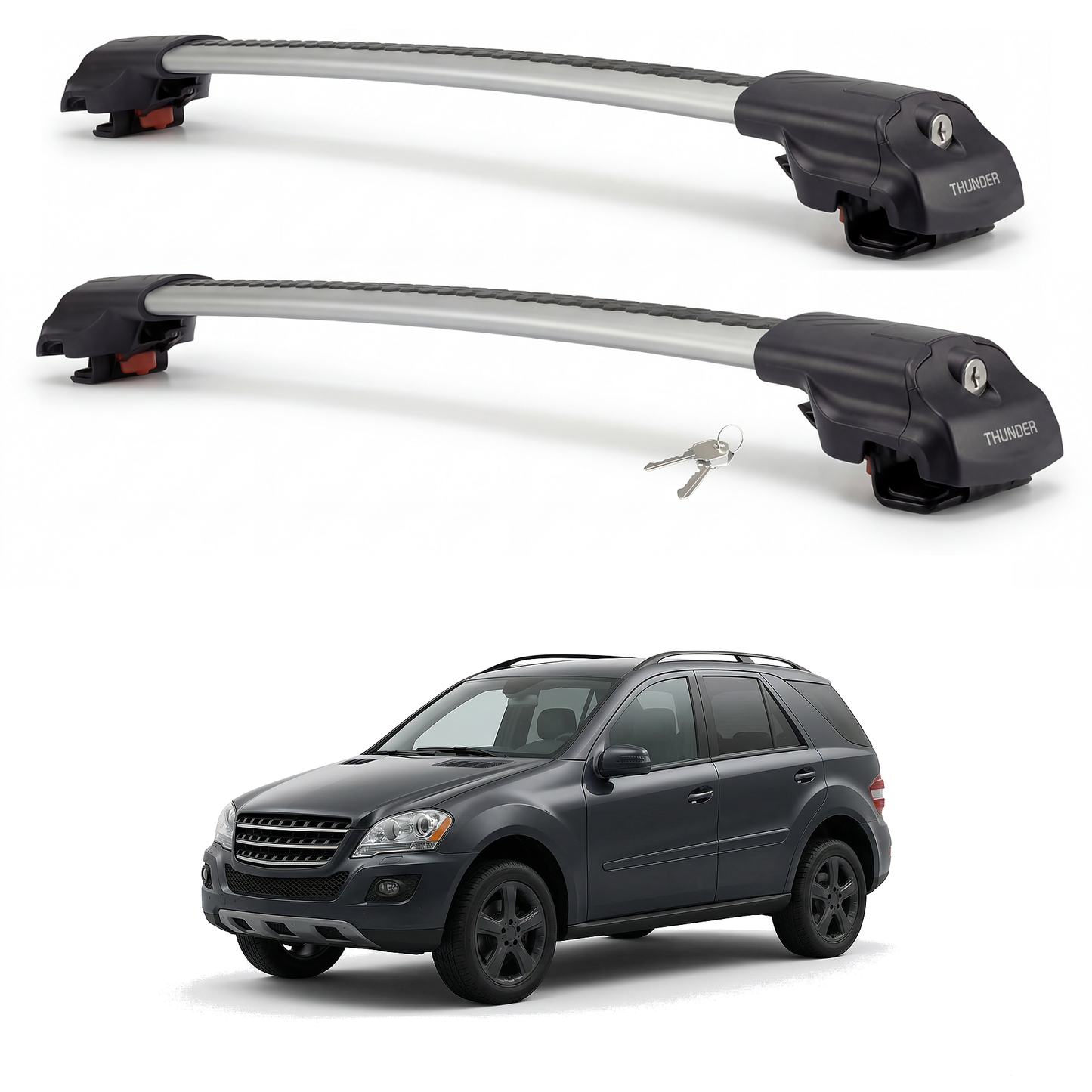 Mercedes-Benz M-Class (W164) 2006-2011 TRX1 gray roof rack cross bars