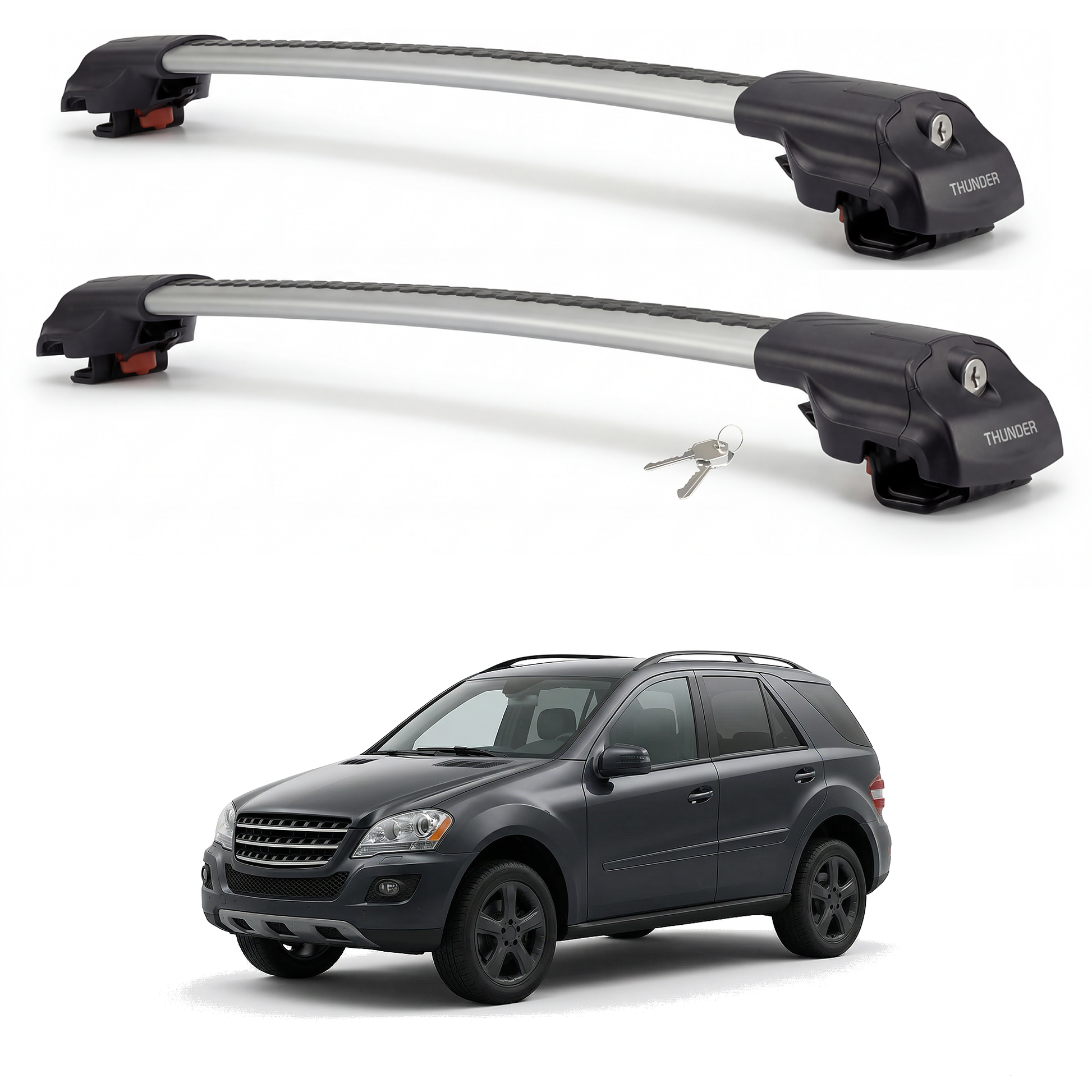 Mercedes-Benz M-Class (W164) 2006-2011 TRX1 gray roof rack cross bars