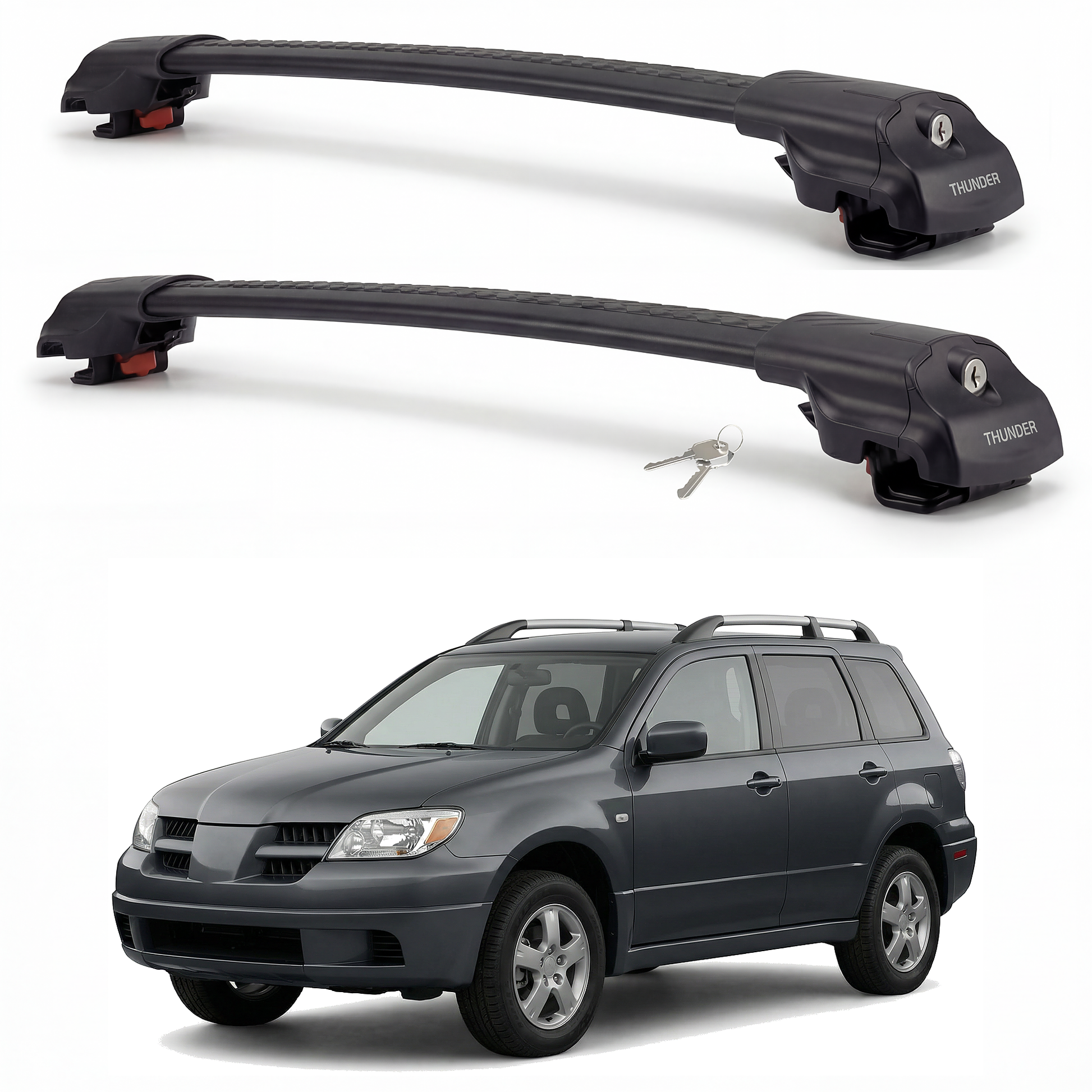 Mitsubishi Outlander 2003-2006 TRX1 black roof rack cross bars
