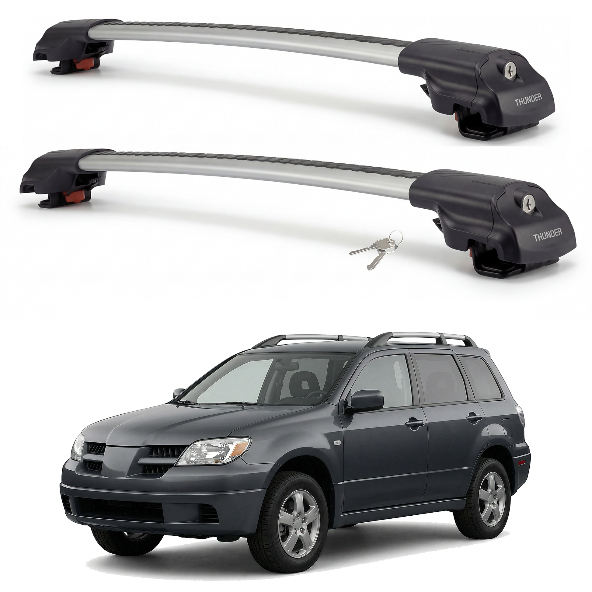 Mitsubishi Outlander 2003-2006 TRX1 gray roof rack cross bars