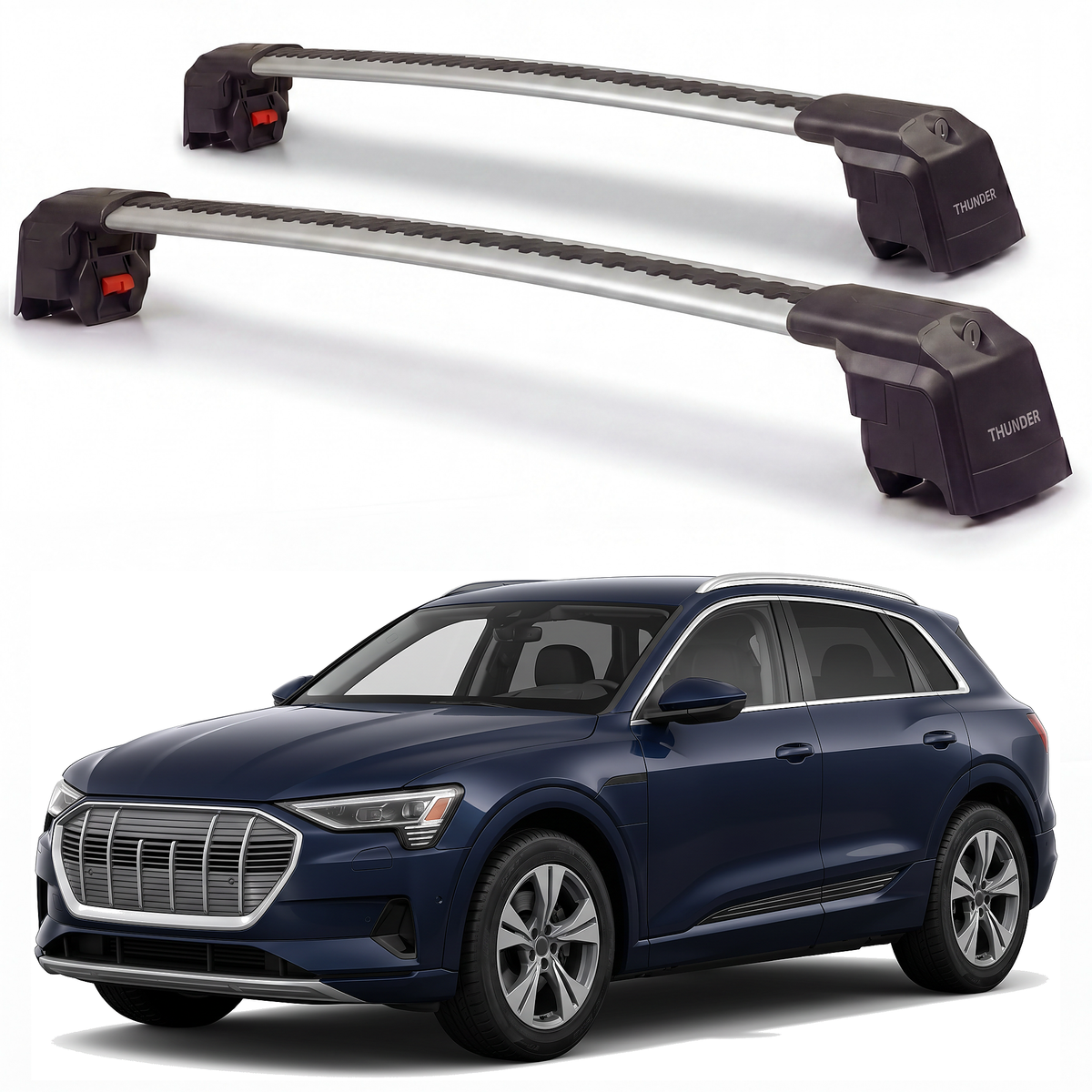 Audi e-tron / Q8 e-tron SUV 2019-2024 roof rack cross bars silver pair