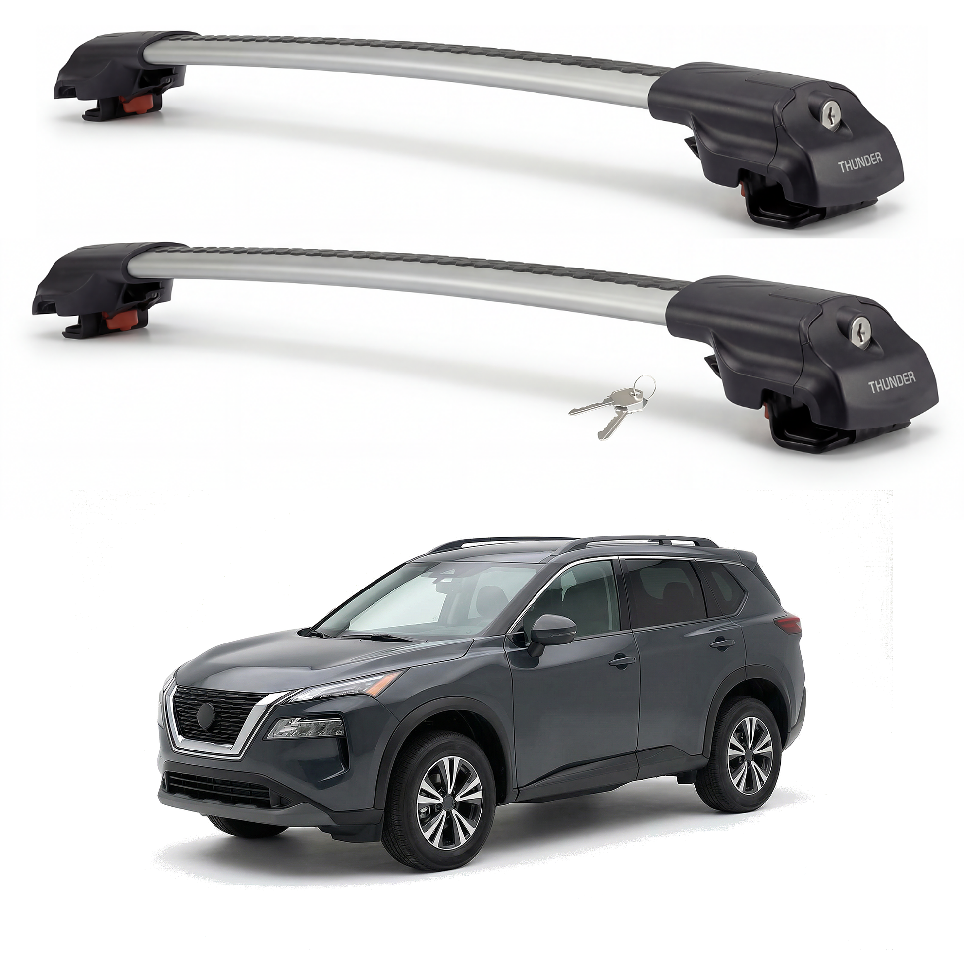 Nissan Rogue Sport 2017-2022 TRX1 gray roof rack cross bars