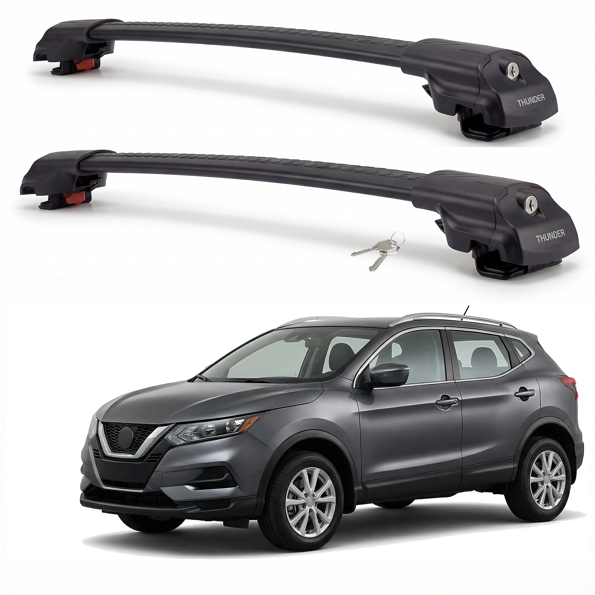 Nissan Rogue Sport 2017-2022 TRX1 black roof rack cross bars
