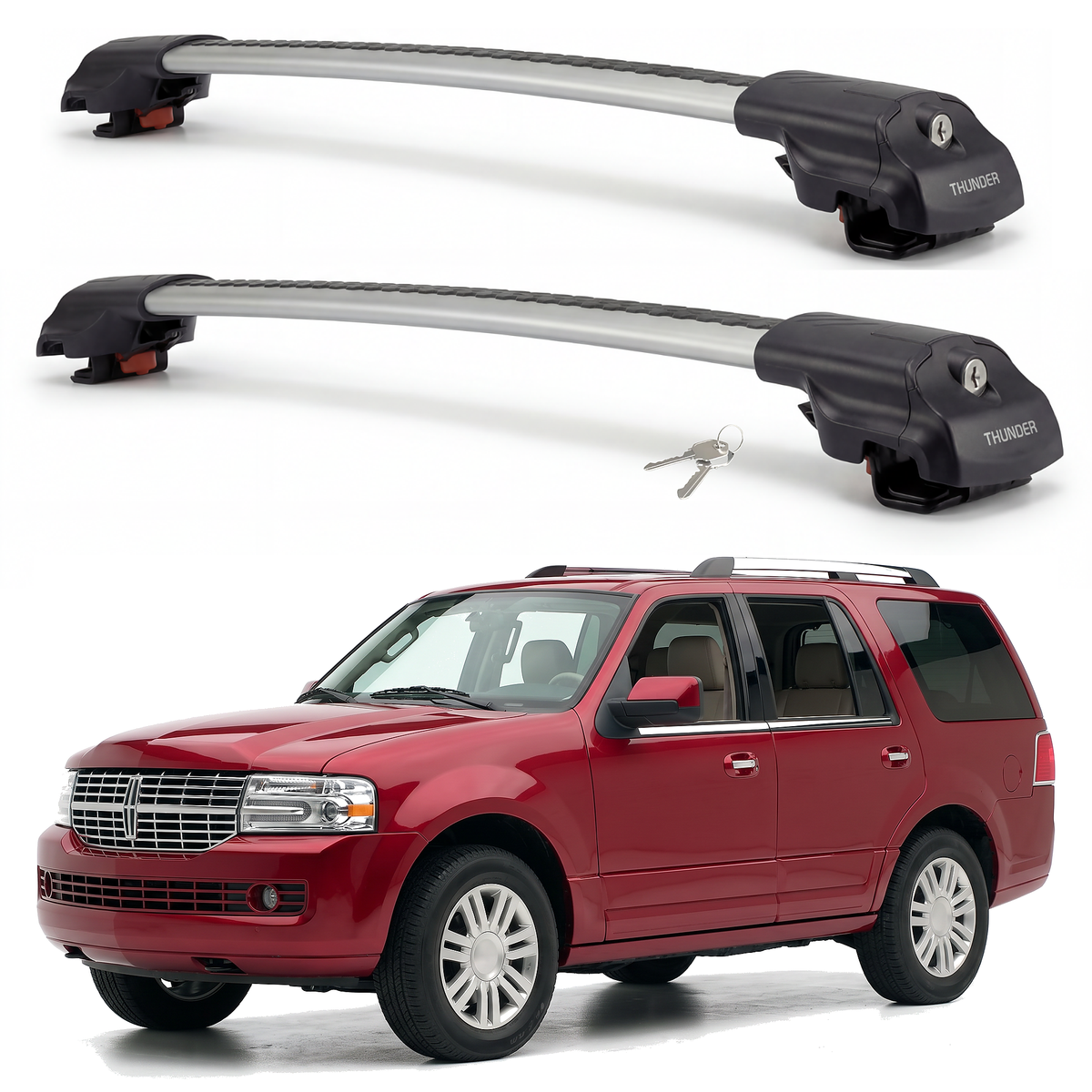 Lincoln Navigator 2007-2017 roof rack cross bars silver pair