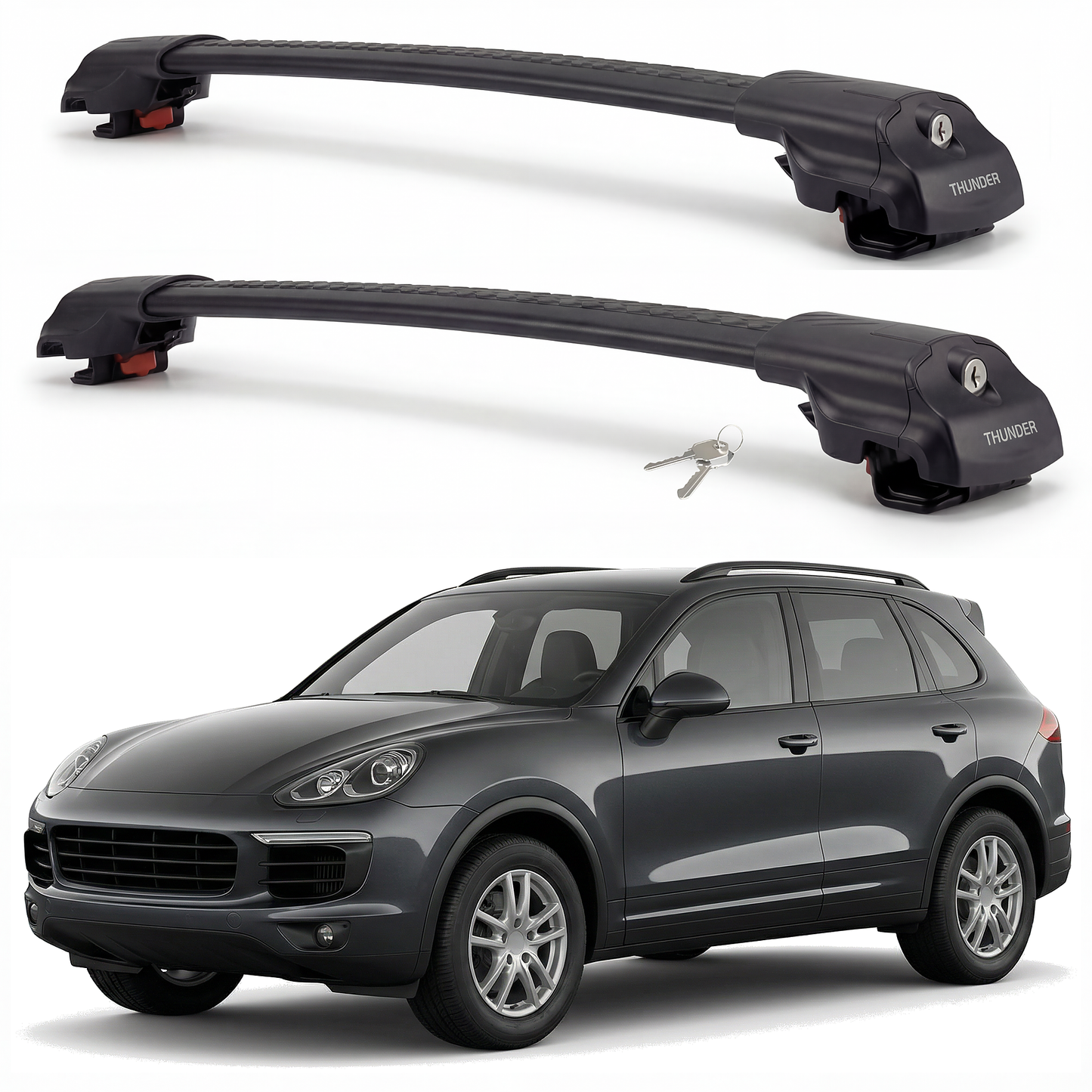 Porsche Cayenne 2002-2010 TRX1 black roof rack cross bars
