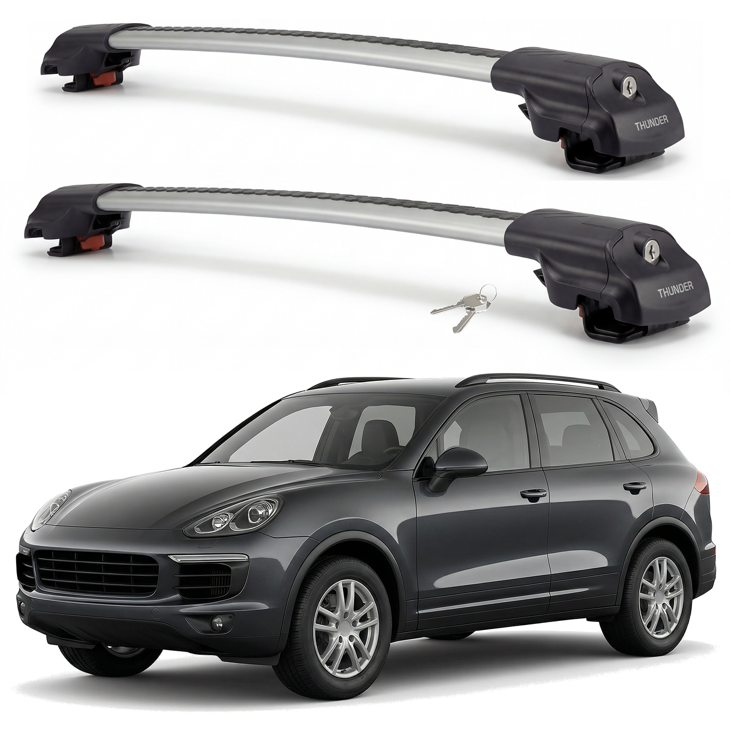 Porsche Cayenne 2002-2010 TRX1 gray roof rack cross bars