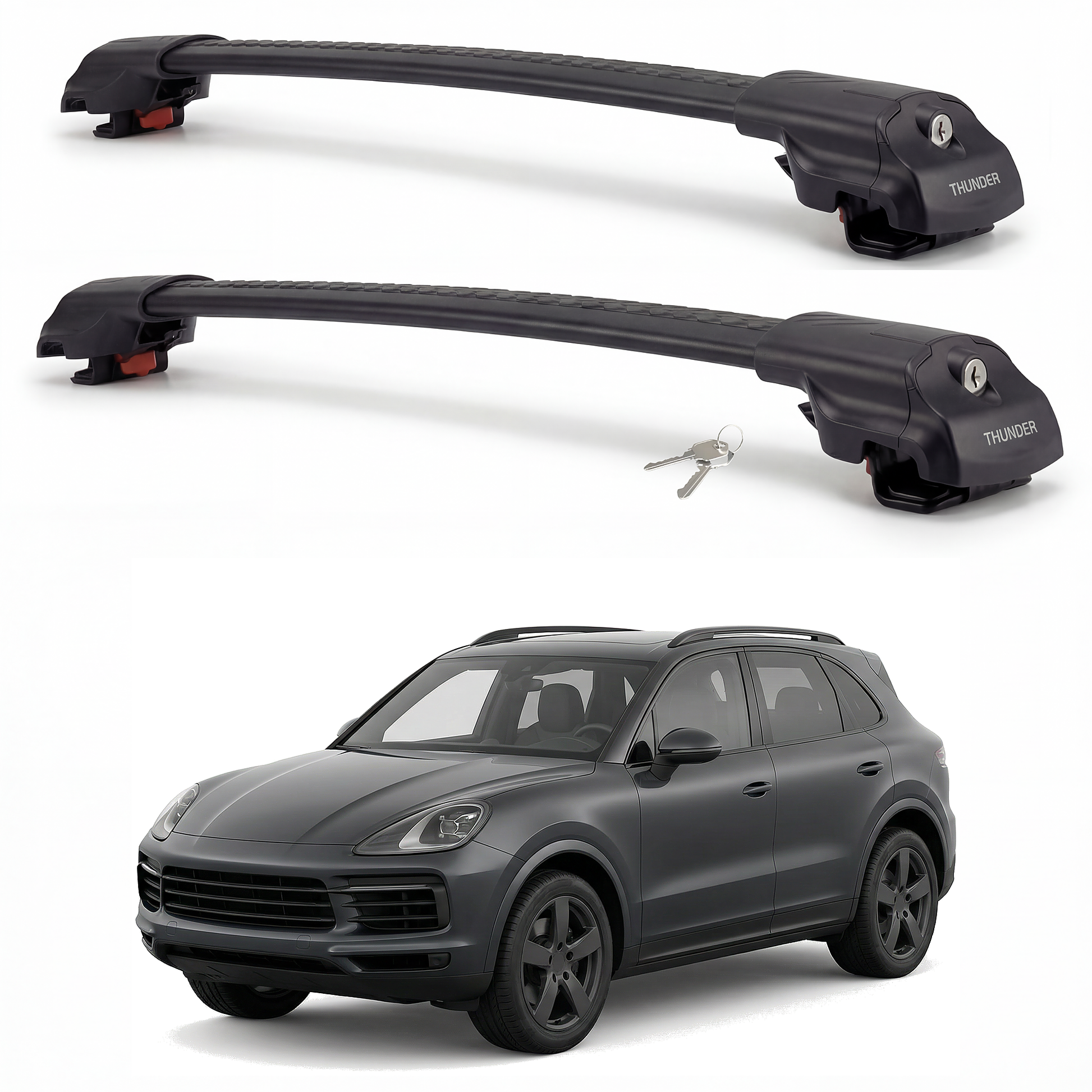 Porsche Cayenne 2015-2018 TRX1 black roof rack cross bars