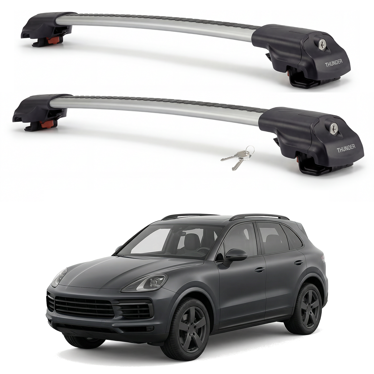 Porsche Cayenne 2015-2018 TRX1 gray roof rack cross bars