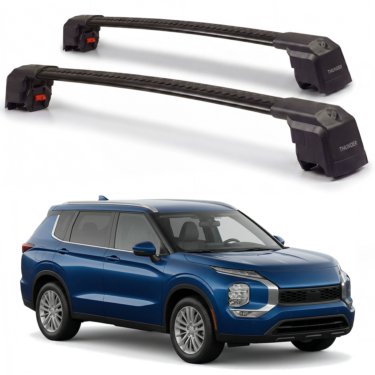 Mitsubishi Outlander 2022-2026 roof rack cross bars black pair
