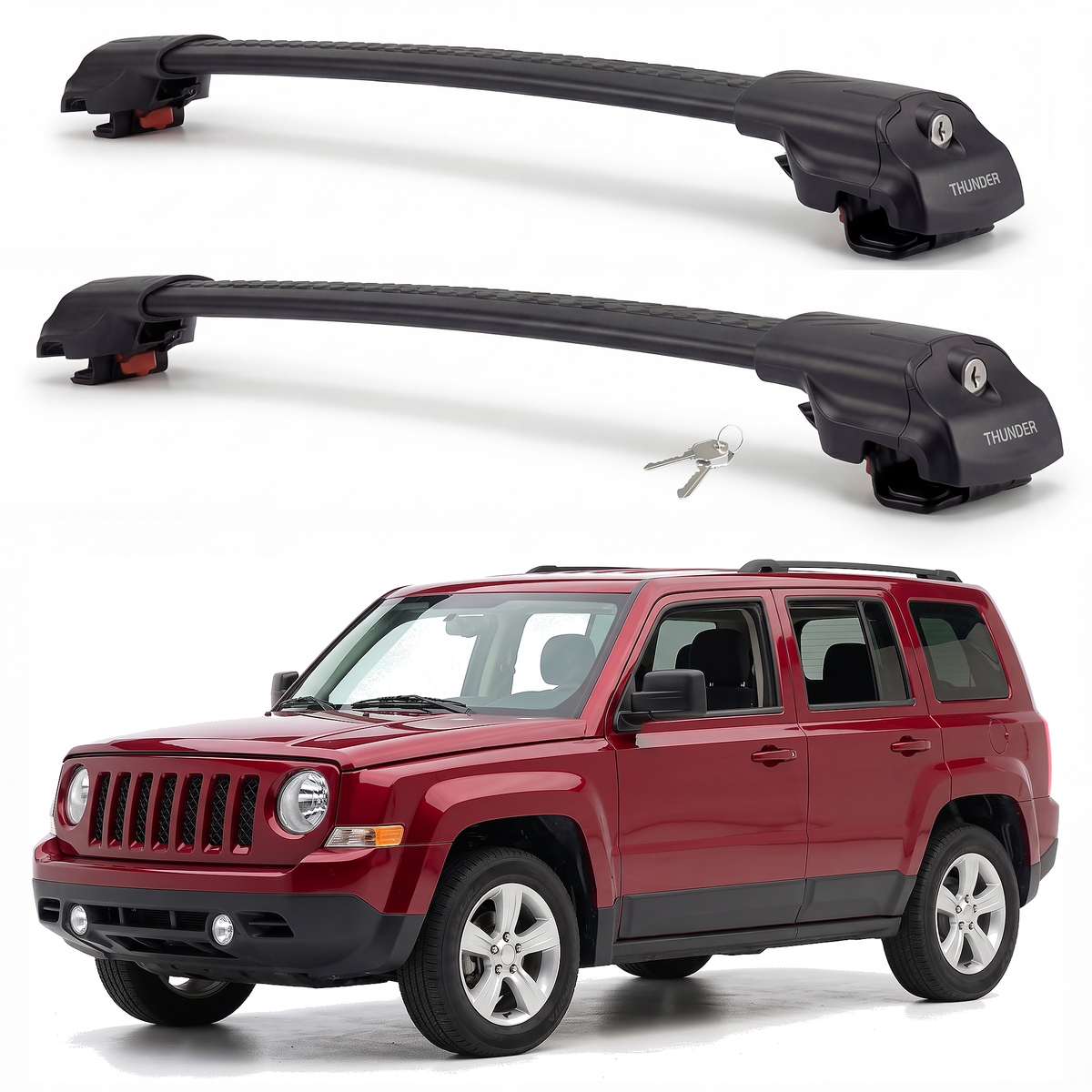 Jeep Patriot 2007-2017 roof rack cross bars black pair