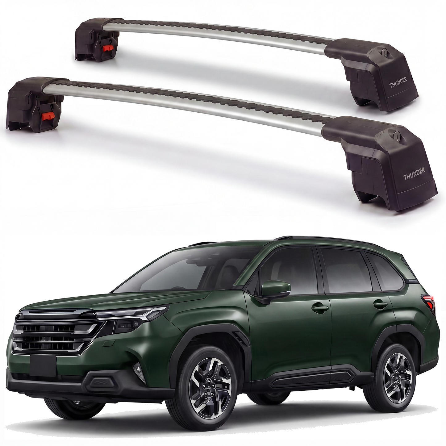 TRX2 Gray crossbar pair for 2025-2026 Subaru Forester Sport / Touring / Hybrid - flush rail mount