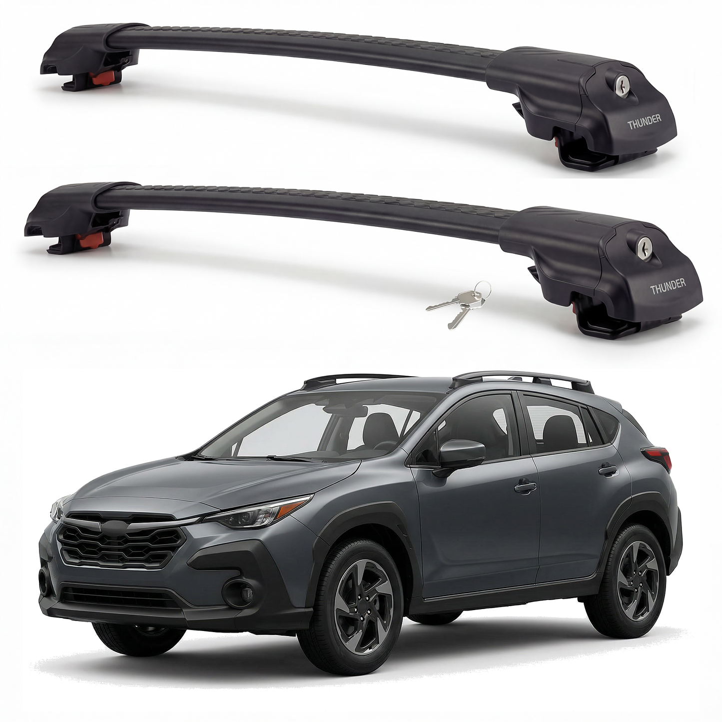 Subaru Crosstrek 2018-2025 TRX1 black roof rack cross bars