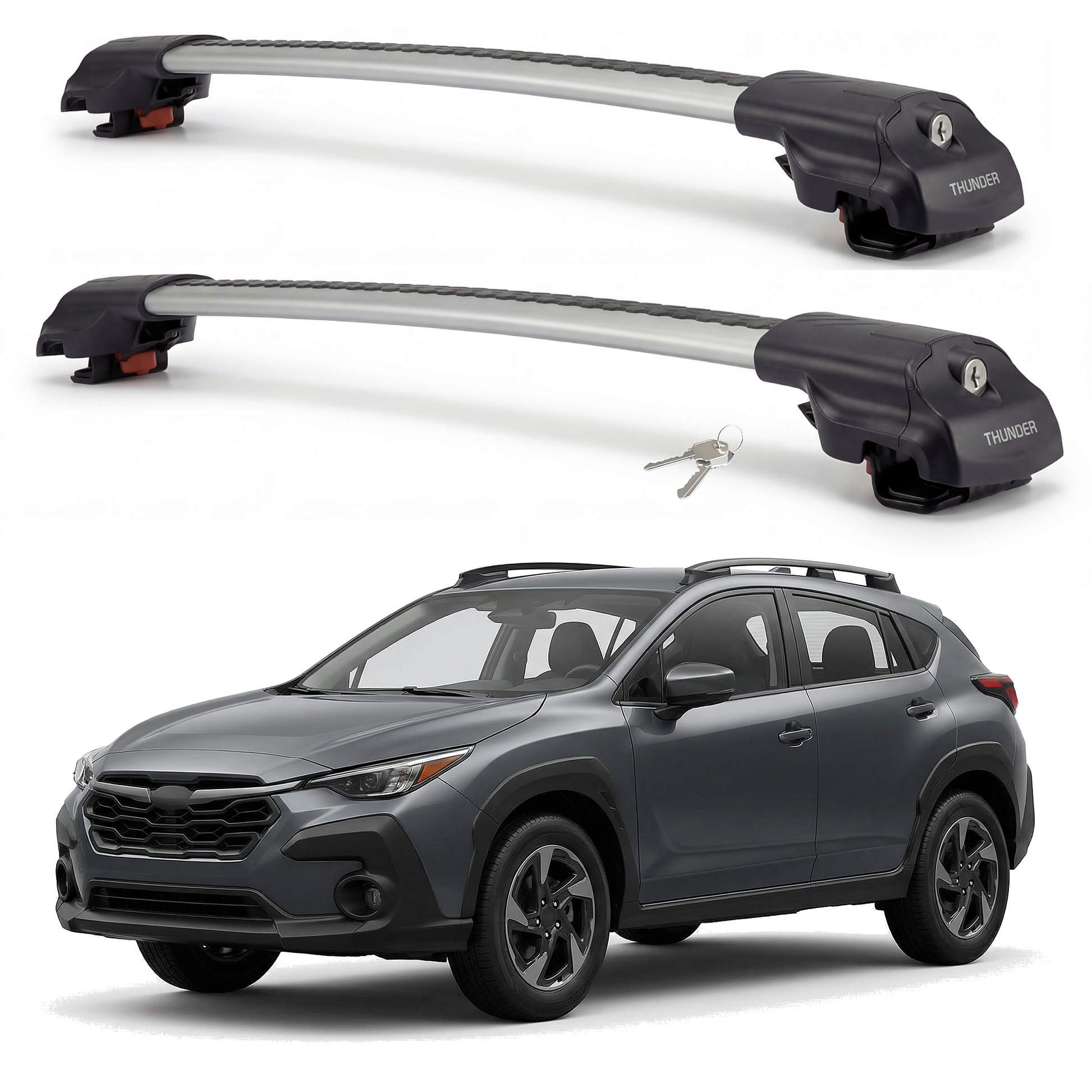 Subaru Crosstrek 2018-2025 TRX1 gray roof rack cross bars