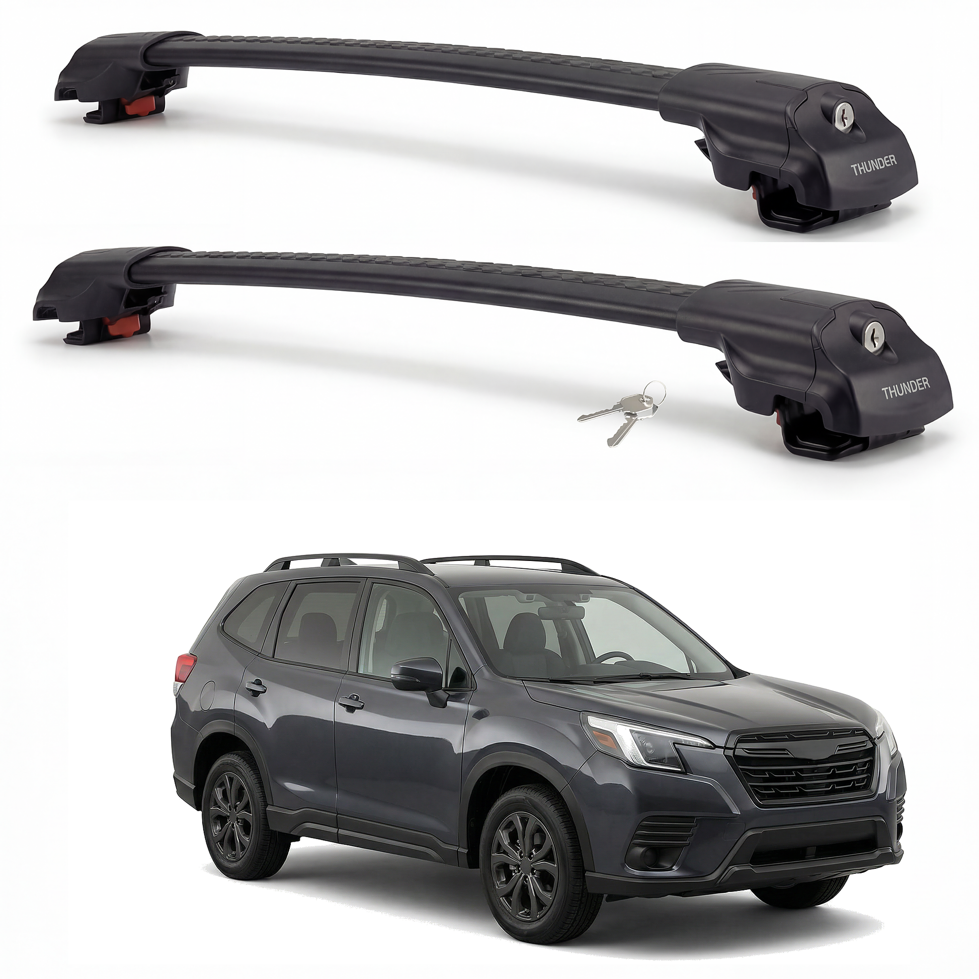 Subaru Forester (SK) 2019-2024 TRX1 black roof rack cross bars