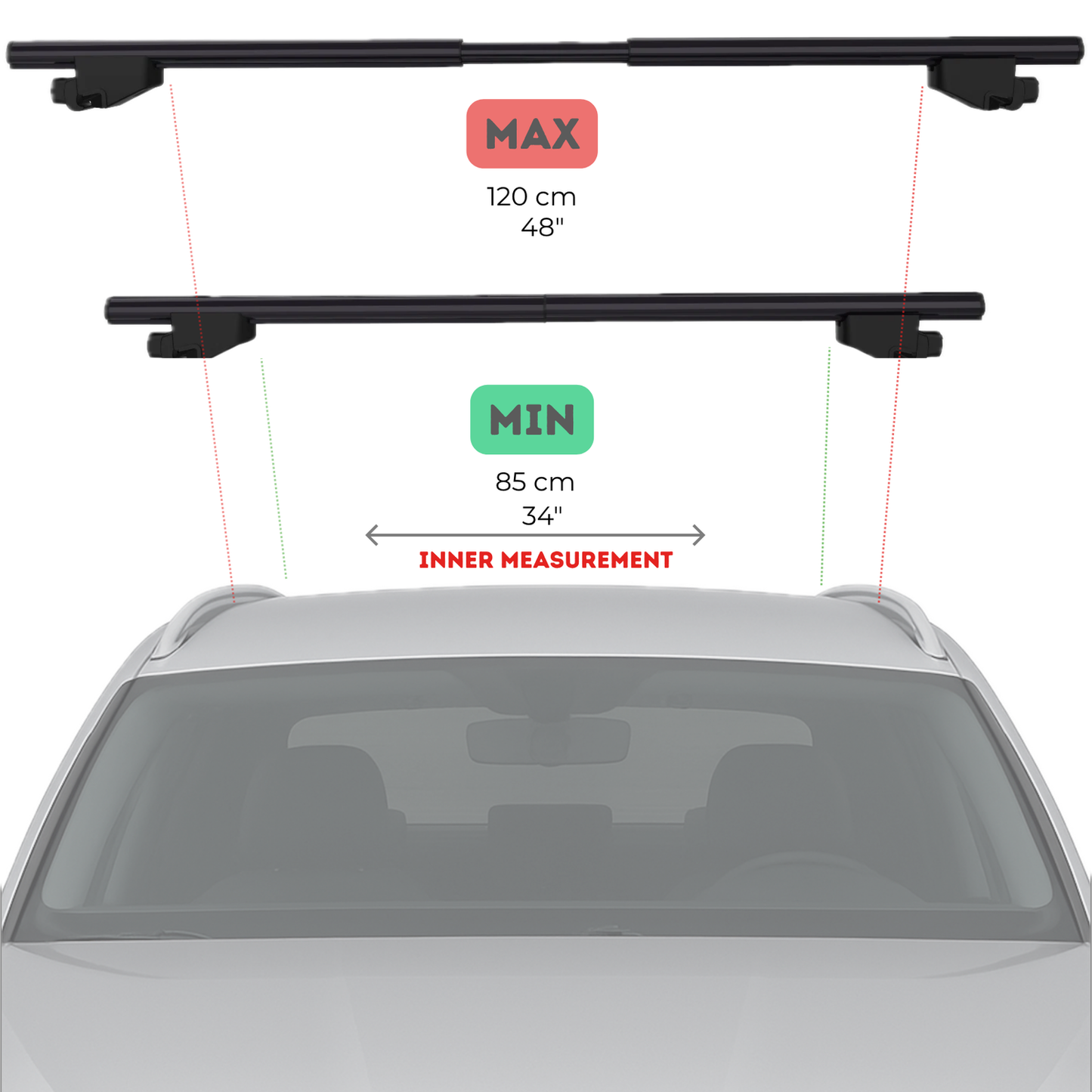 Telescopic Universal Roof Rack Crossbars for Volkswagen Tiguan 2009-2024