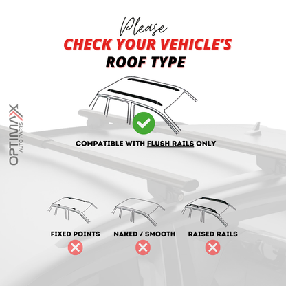 Telescopic Universal Roof Rack Crossbars for Volkswagen Tiguan 2009-2024