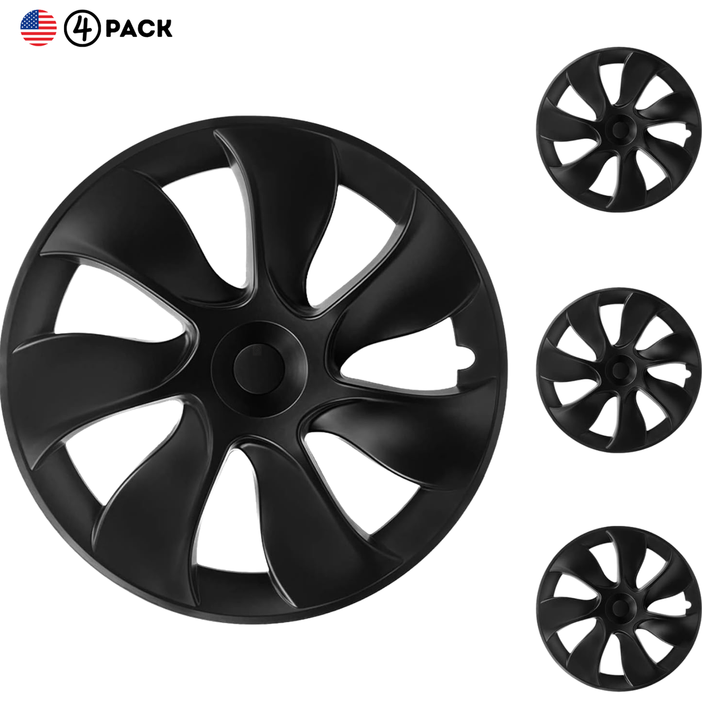 Gemini 19" Symmetrical Wheel Rim Cover Hubcap Black for Tesla Model Y 2020-2024