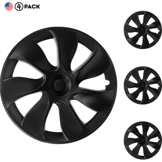Gemini 19" Symmetrical Wheel Rim Cover Hubcap Black for Tesla Model Y 2020-2024