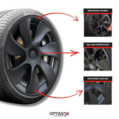 Gemini 19" Symmetrical Wheel Rim Cover Hubcap Black for Tesla Model Y 2020-2024