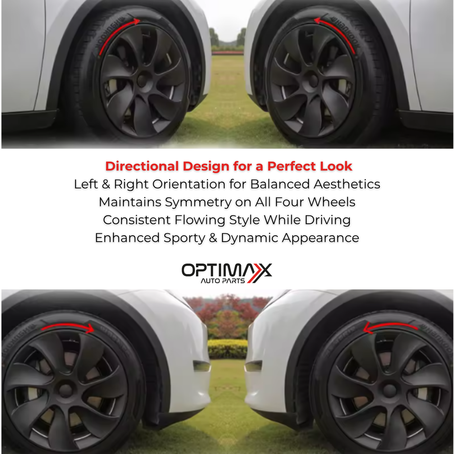 Gemini 19" Symmetrical Wheel Rim Cover Hubcap Black for Tesla Model Y 2020-2024