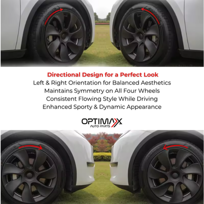 Gemini 19" Symmetrical Wheel Rim Cover Hubcap Black for Tesla Model Y 2020-2024