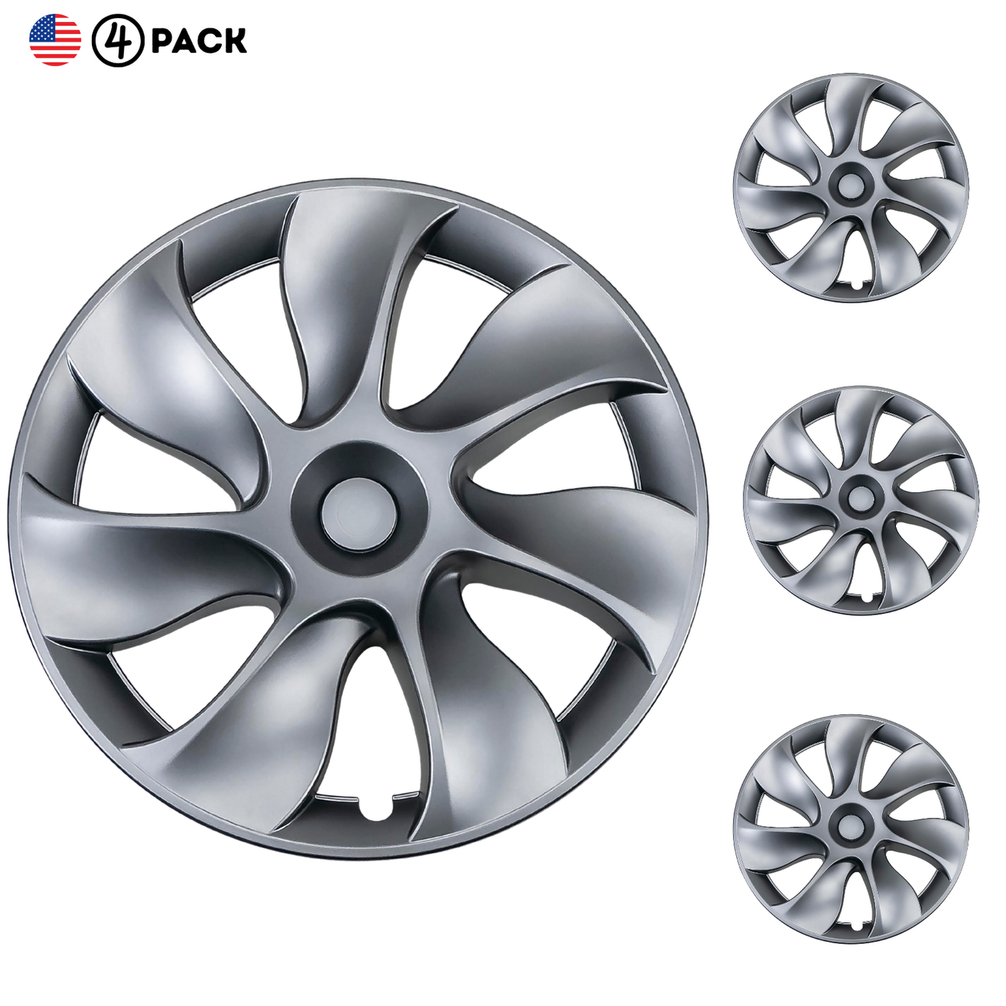 Gemini 19" Symmetrical Wheel Rim Cover Hubcap Gray for Tesla Model Y 2020-2024
