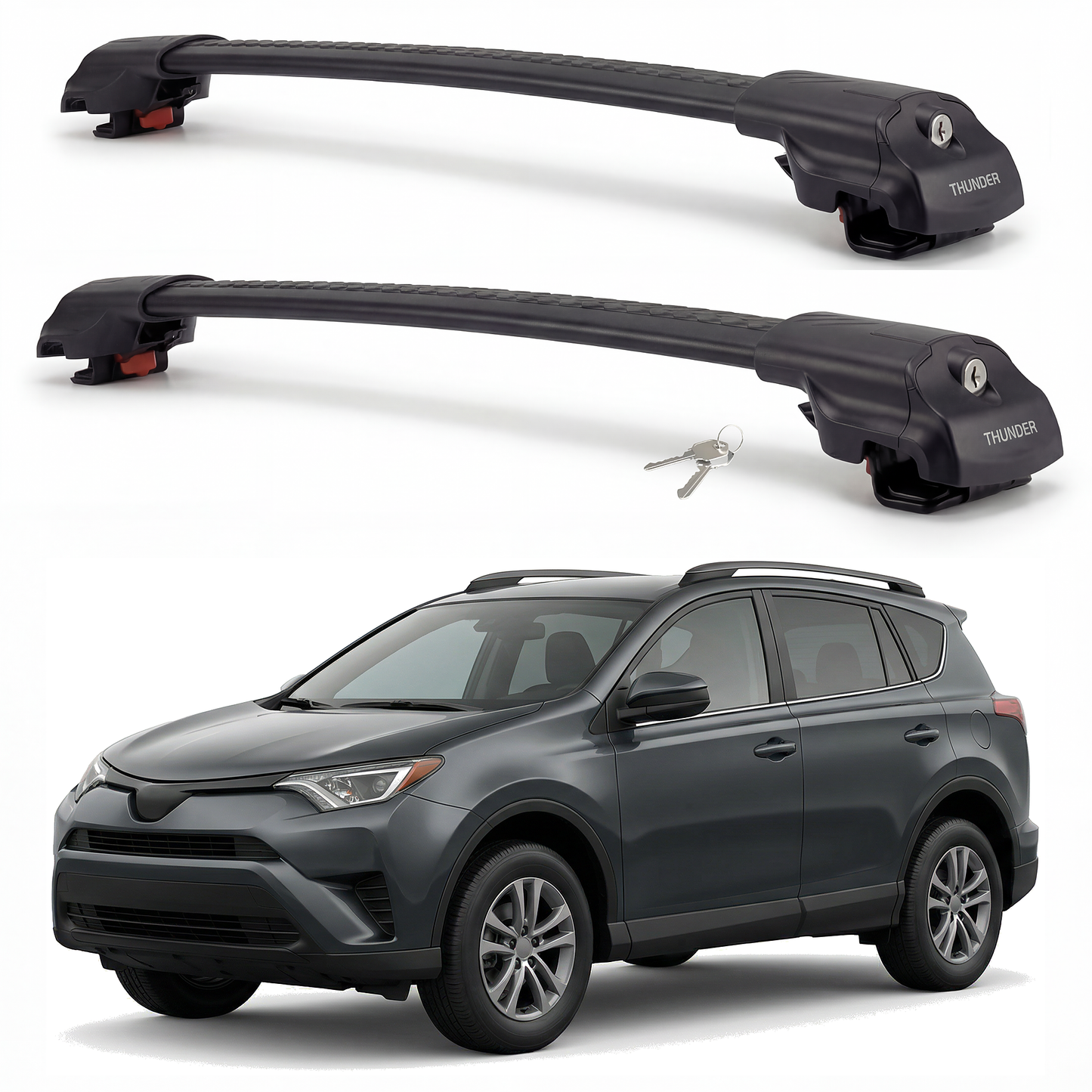 Toyota RAV4 2013-2018 TRX1 black roof rack cross bars