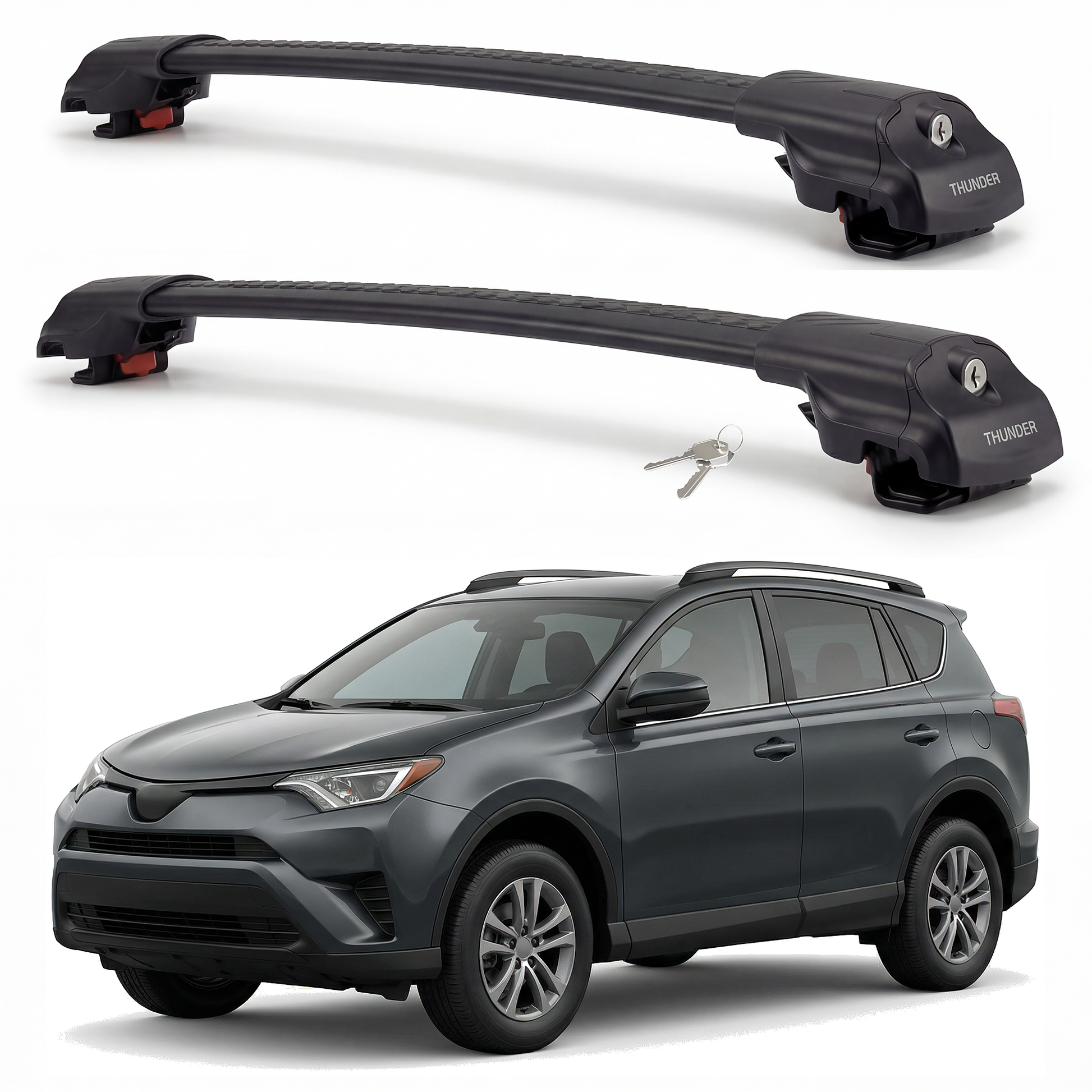 Toyota RAV4 2013-2018 TRX1 black roof rack cross bars