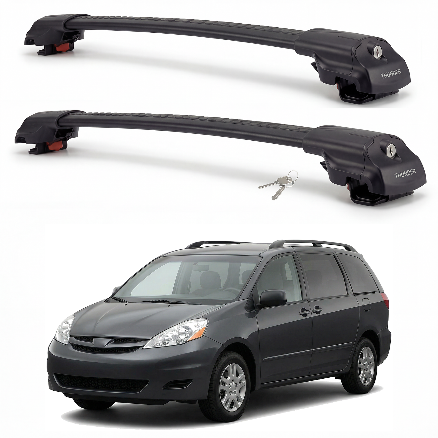 Toyota Sienna 2004-2010 TRX1 black roof rack cross bars