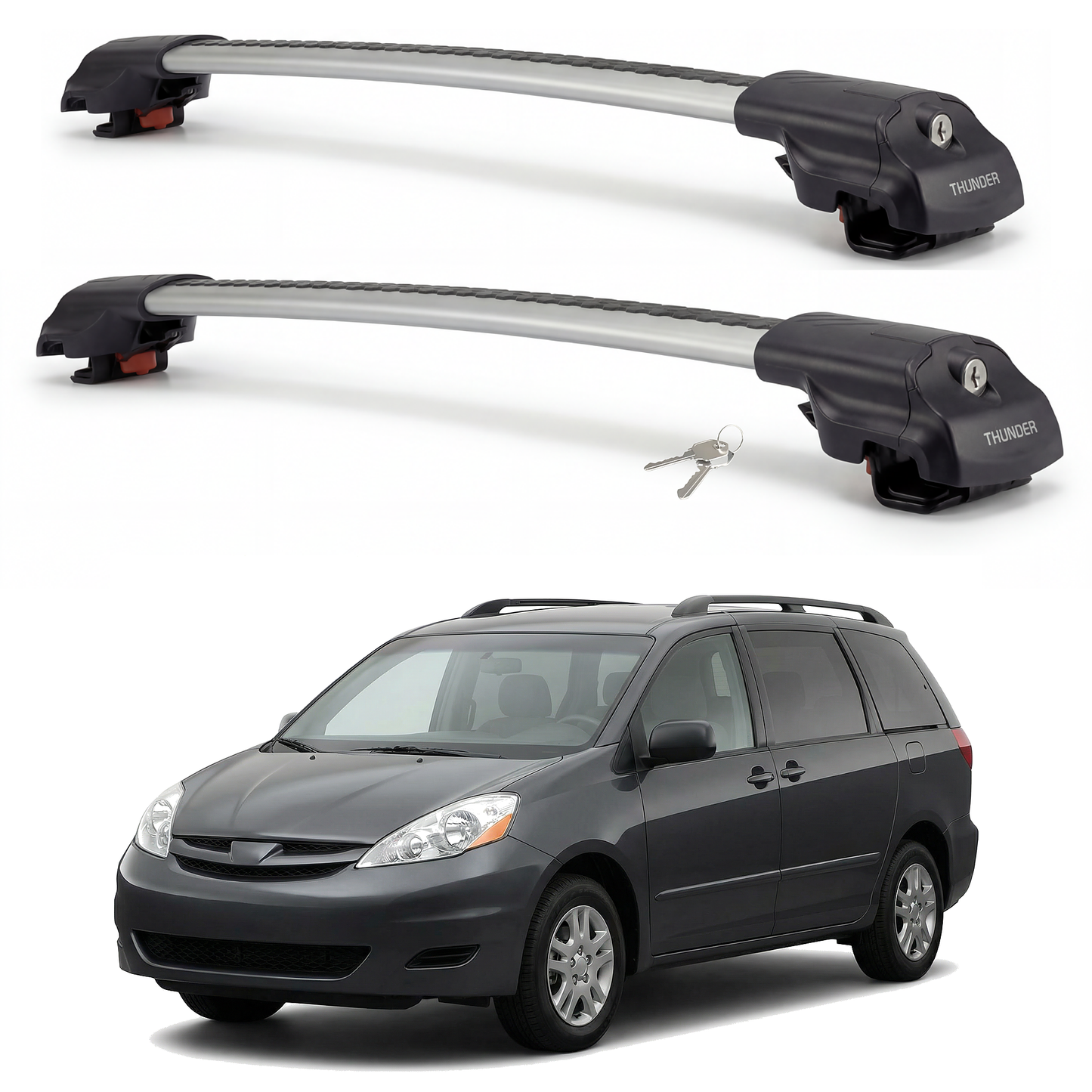 Toyota Sienna 2004-2010 TRX1 gray roof rack cross bars