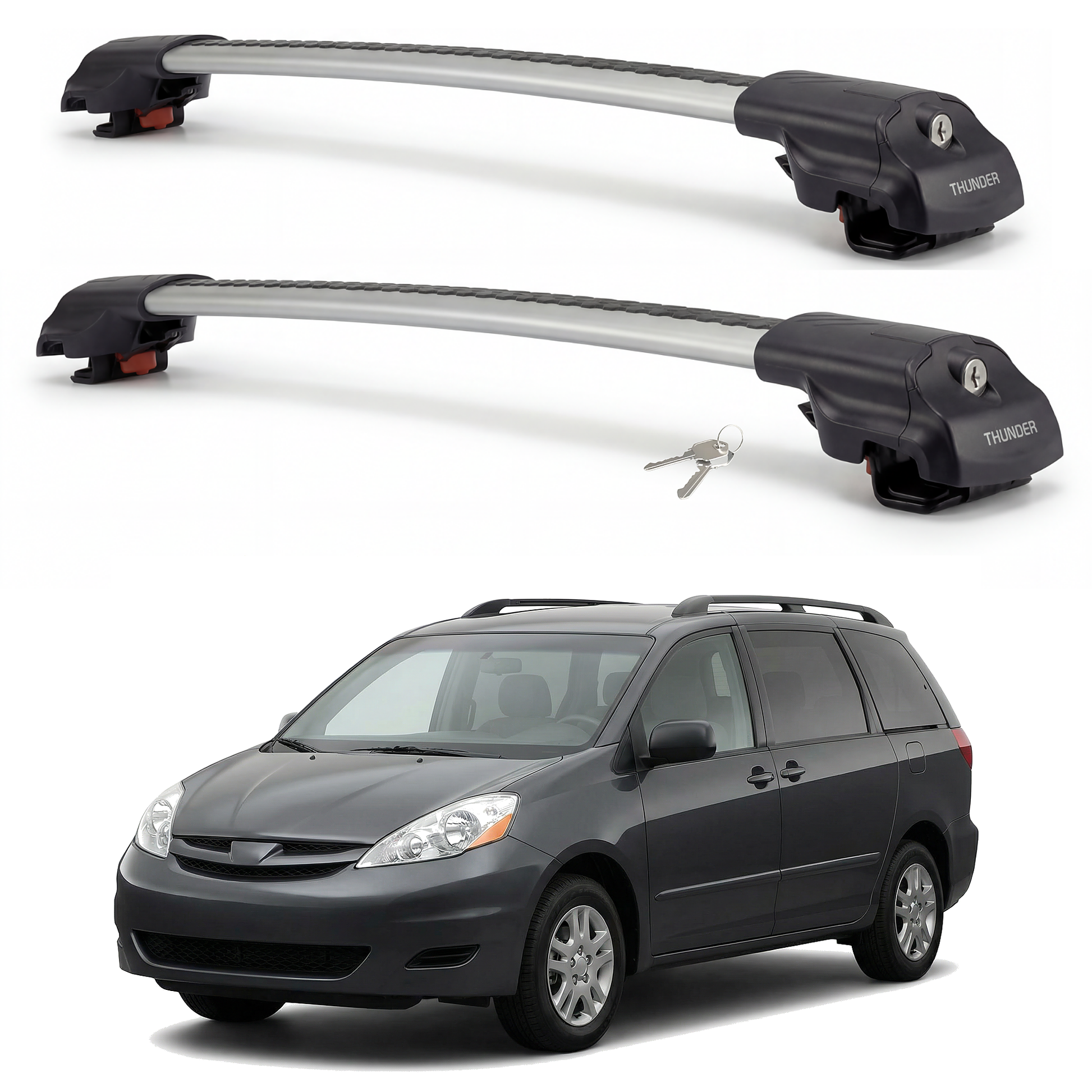 Toyota Sienna 2004-2010 TRX1 gray roof rack cross bars