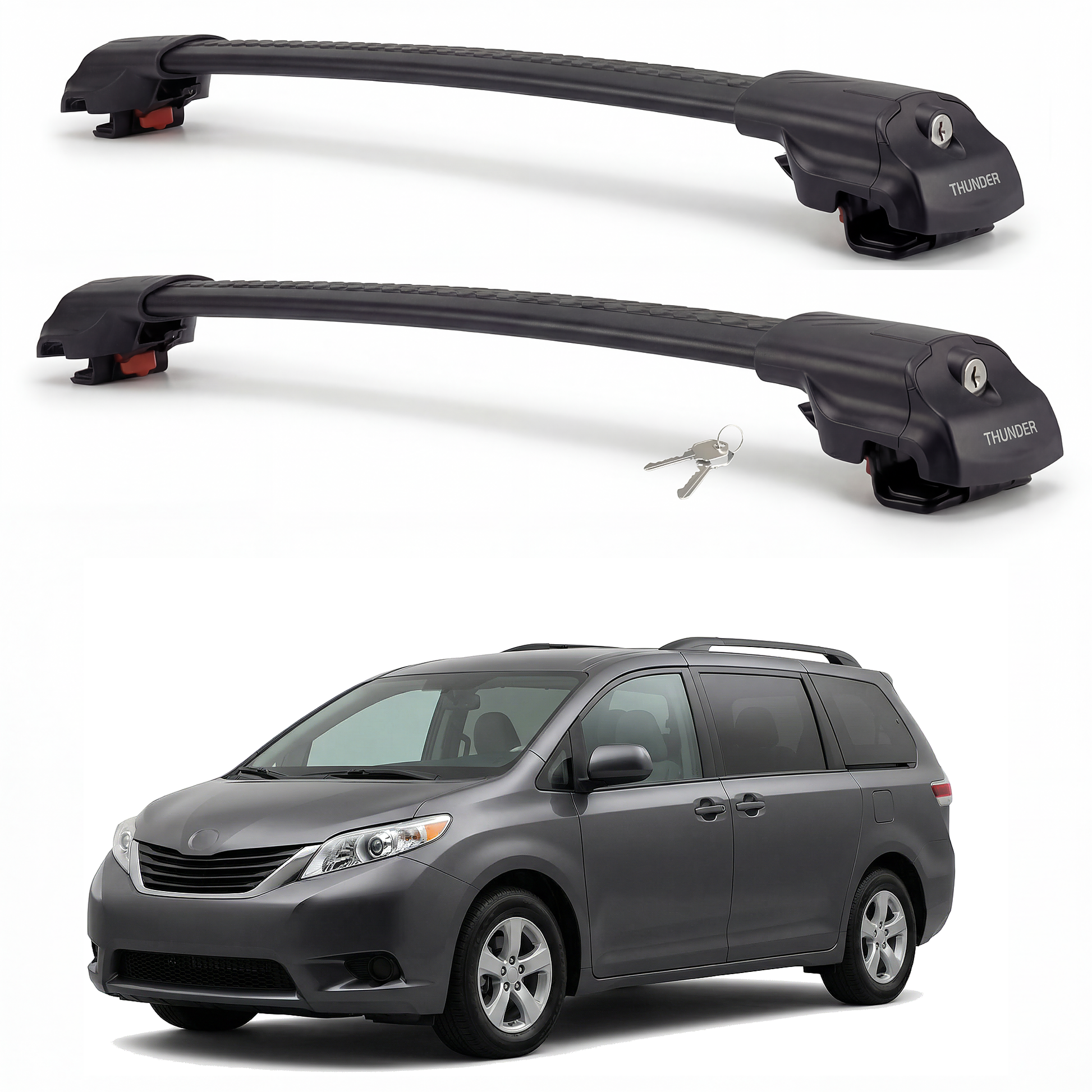 Toyota Sienna 2011-2020 TRX1 black roof rack cross bars