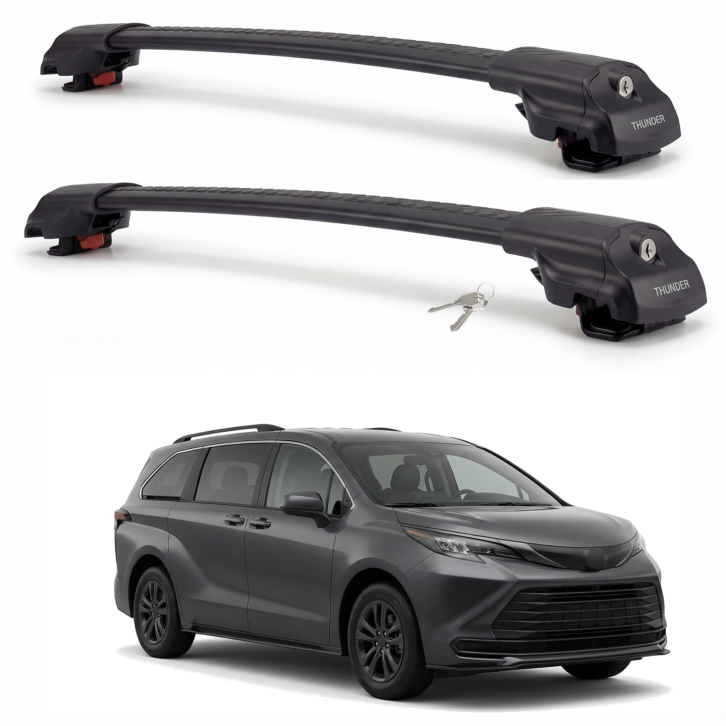 Toyota Sienna 2021-2025 TRX1 black roof rack cross bars