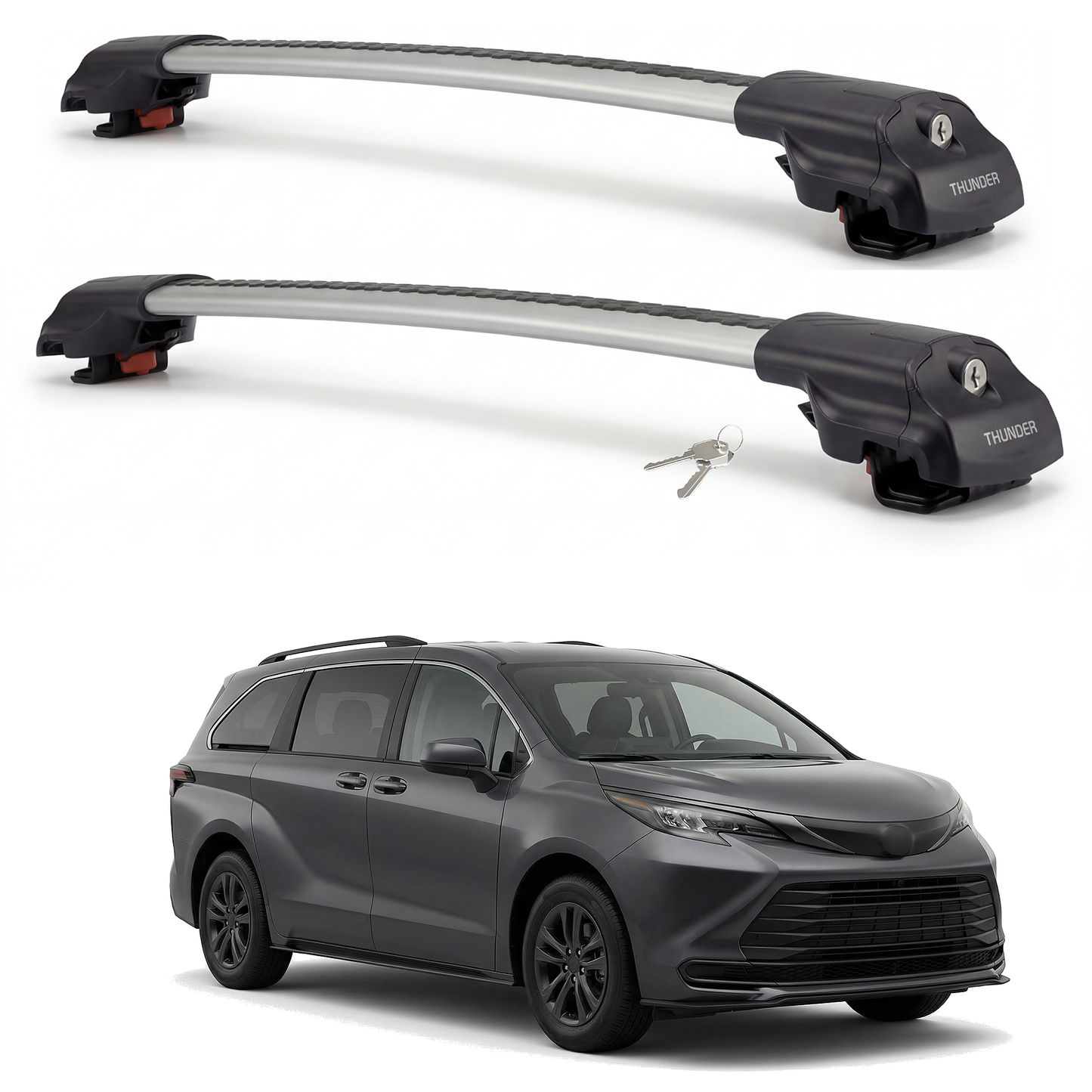 Toyota Sienna 2021-2025 TRX1 gray roof rack cross bars
