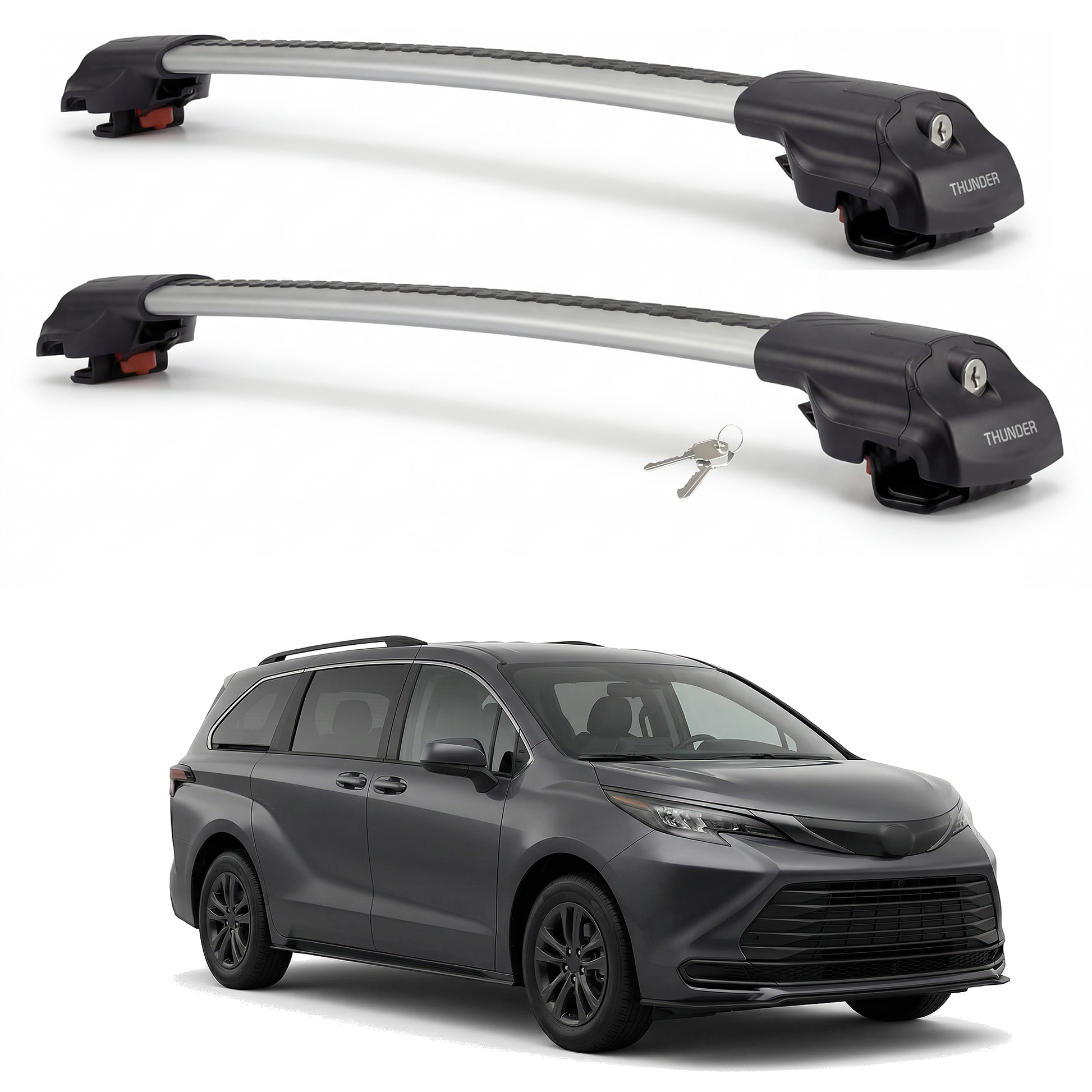 Toyota Sienna 2021-2025 TRX1 gray roof rack cross bars