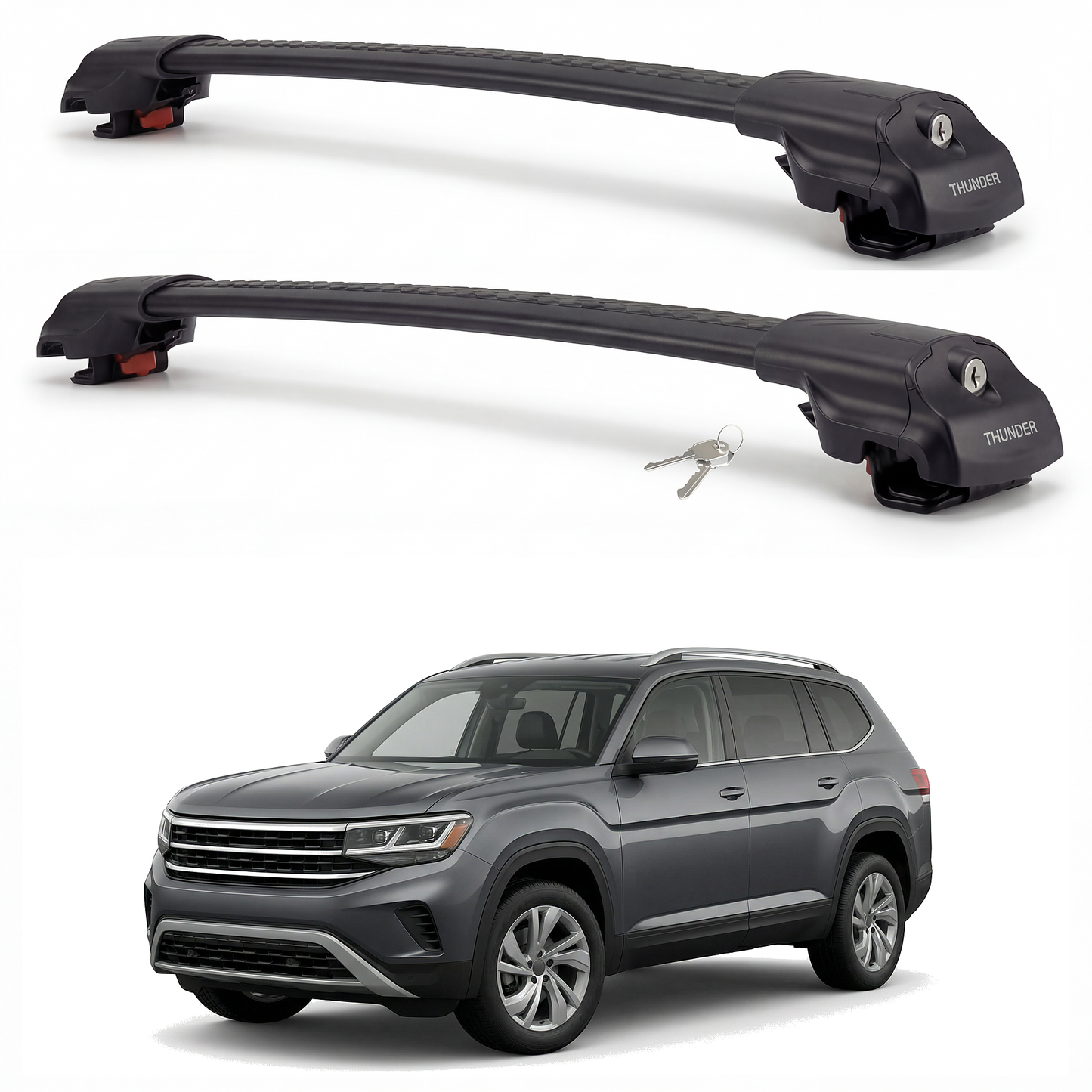 Volkswagen Atlas 2018-2026 TRX1 black roof rack cross bars