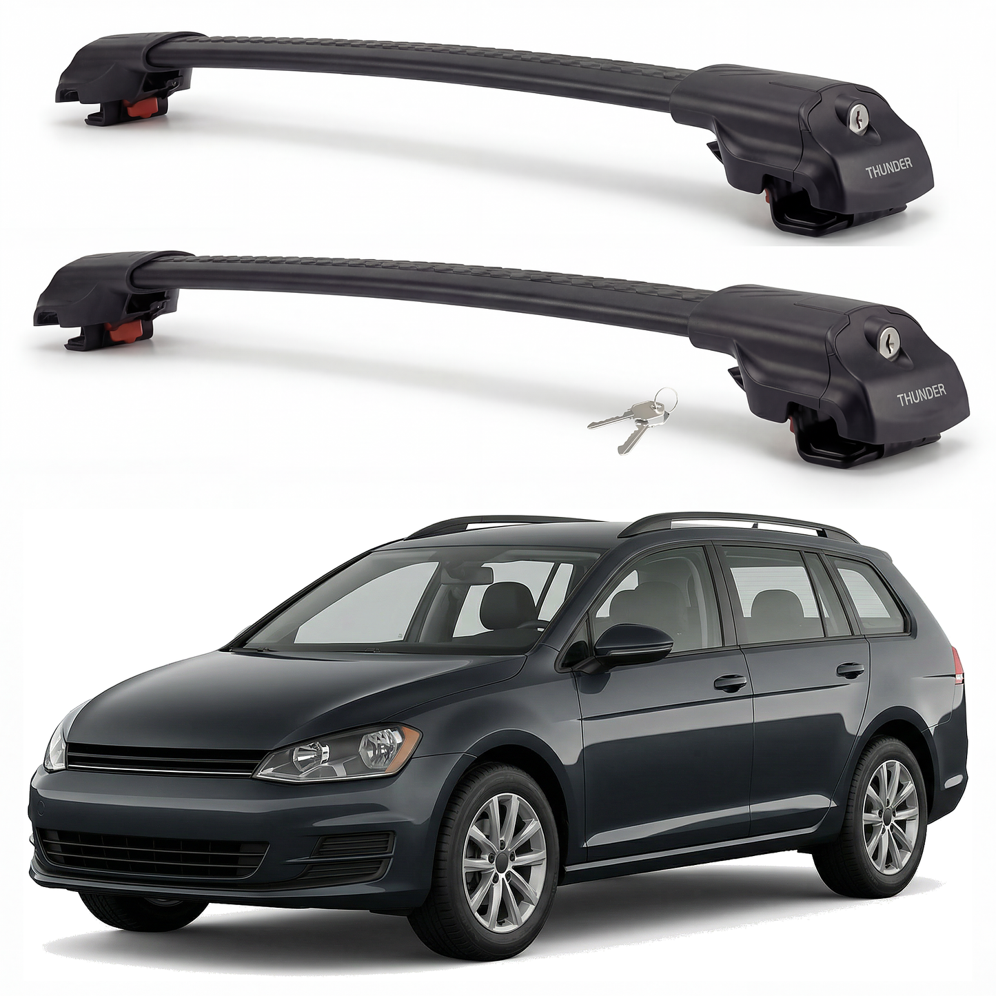 Volkswagen Golf Alltrack 2017-2019 TRX1 black roof rack cross bars