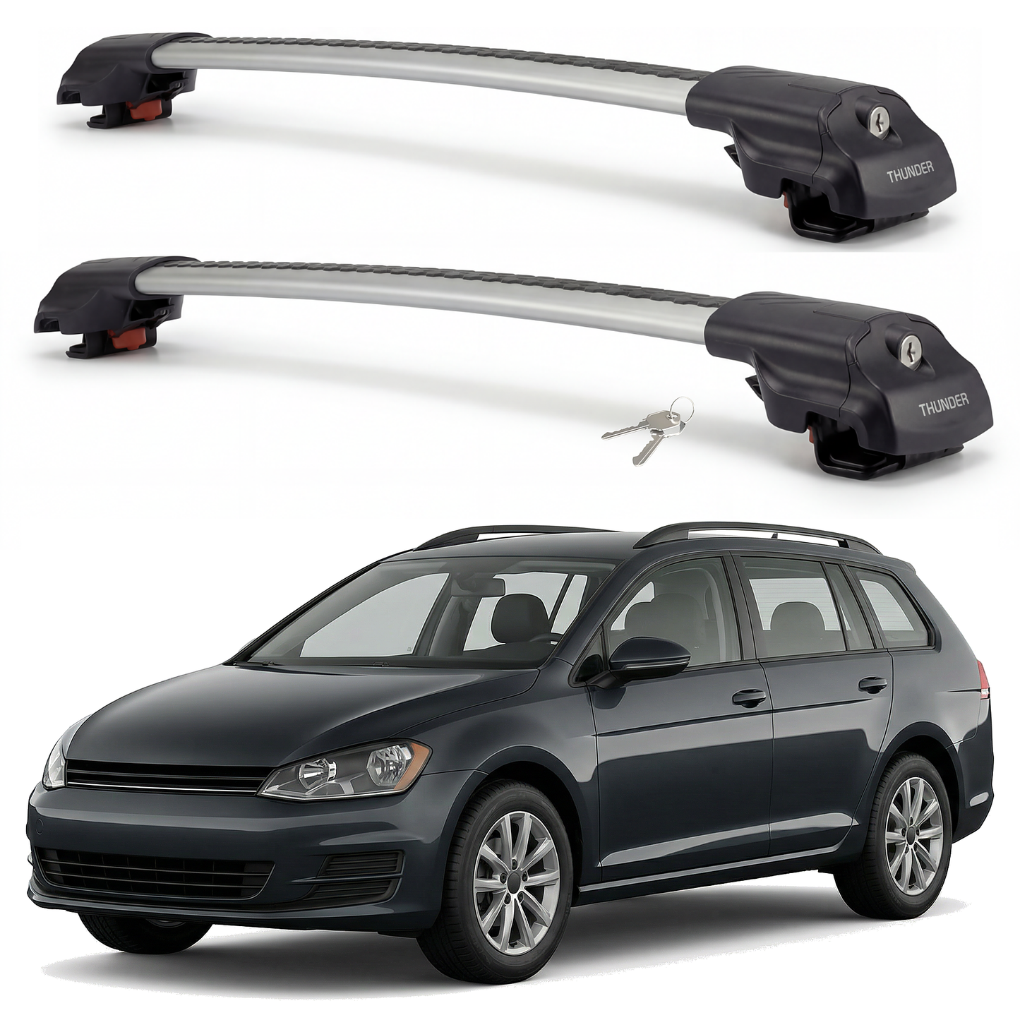 Volkswagen Golf Alltrack 2017-2019 TRX1 gray roof rack cross bars