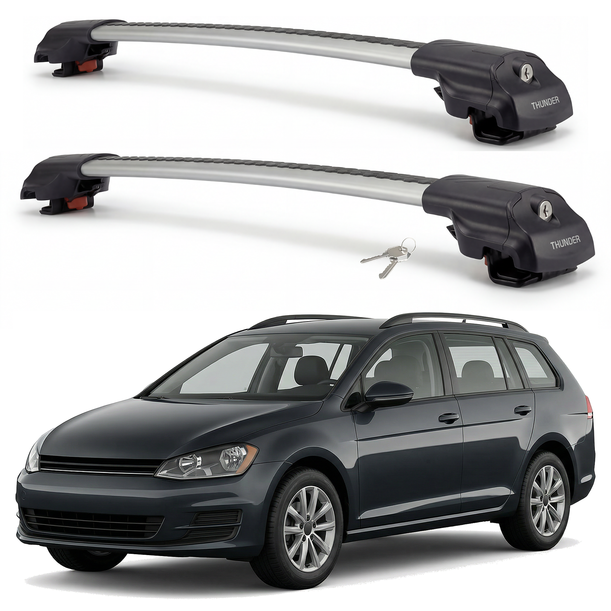 Volkswagen Golf Alltrack 2017-2019 TRX1 gray roof rack cross bars