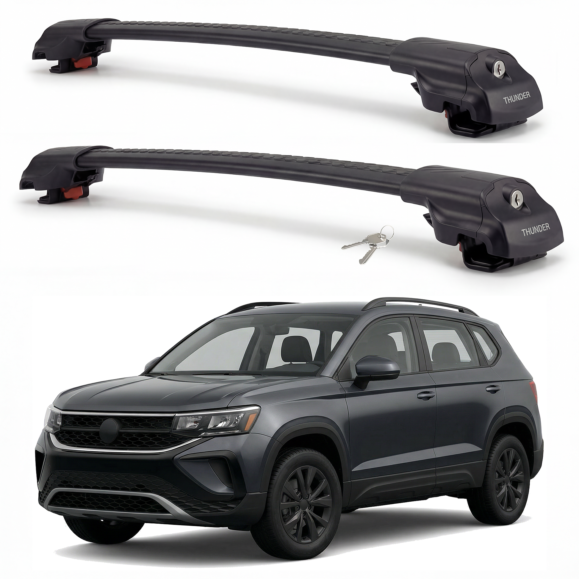 Volkswagen Taos 2021-2024 TRX1 black roof rack cross bars