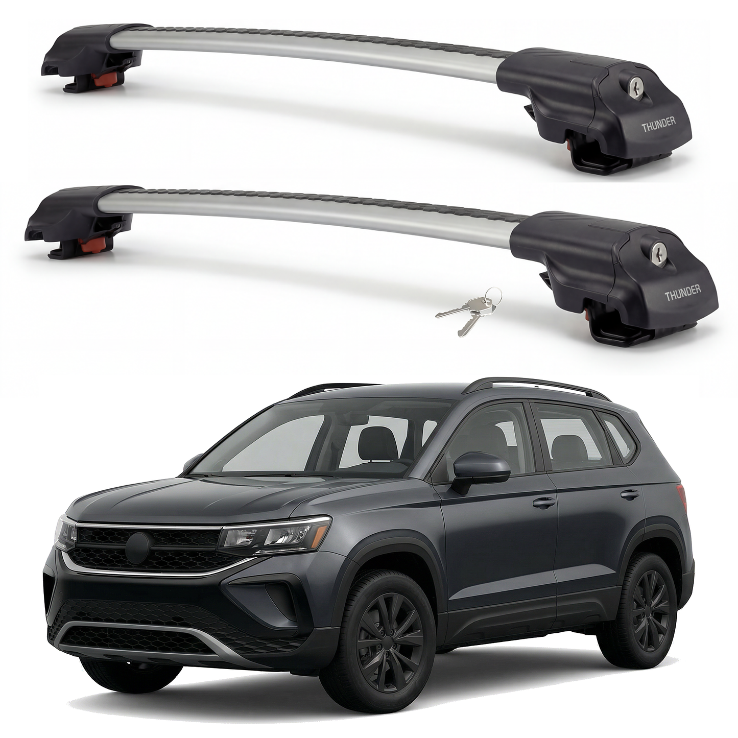 Volkswagen Taos 2021-2024 TRX1 gray roof rack cross bars